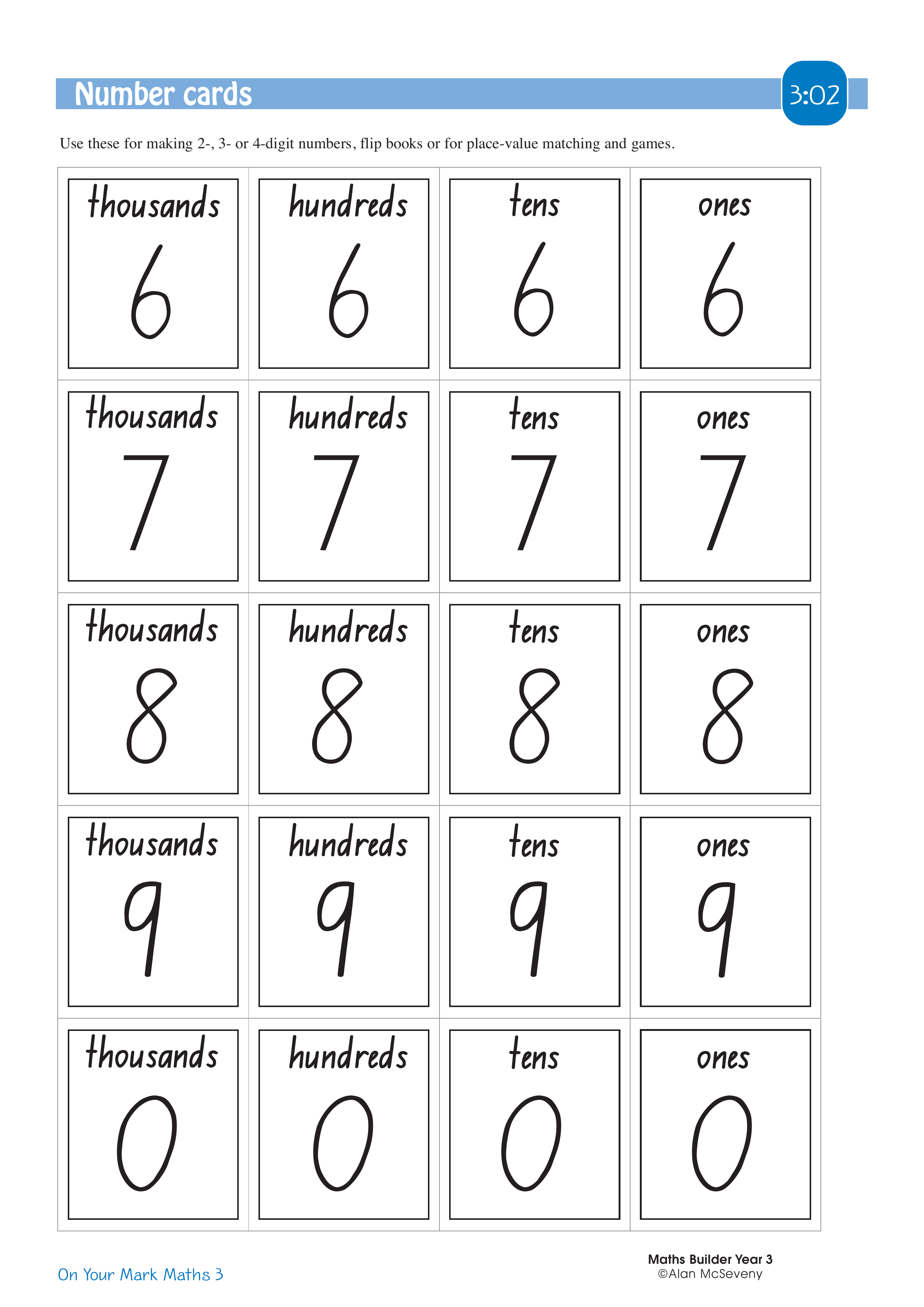 Number cards — worksheet preview