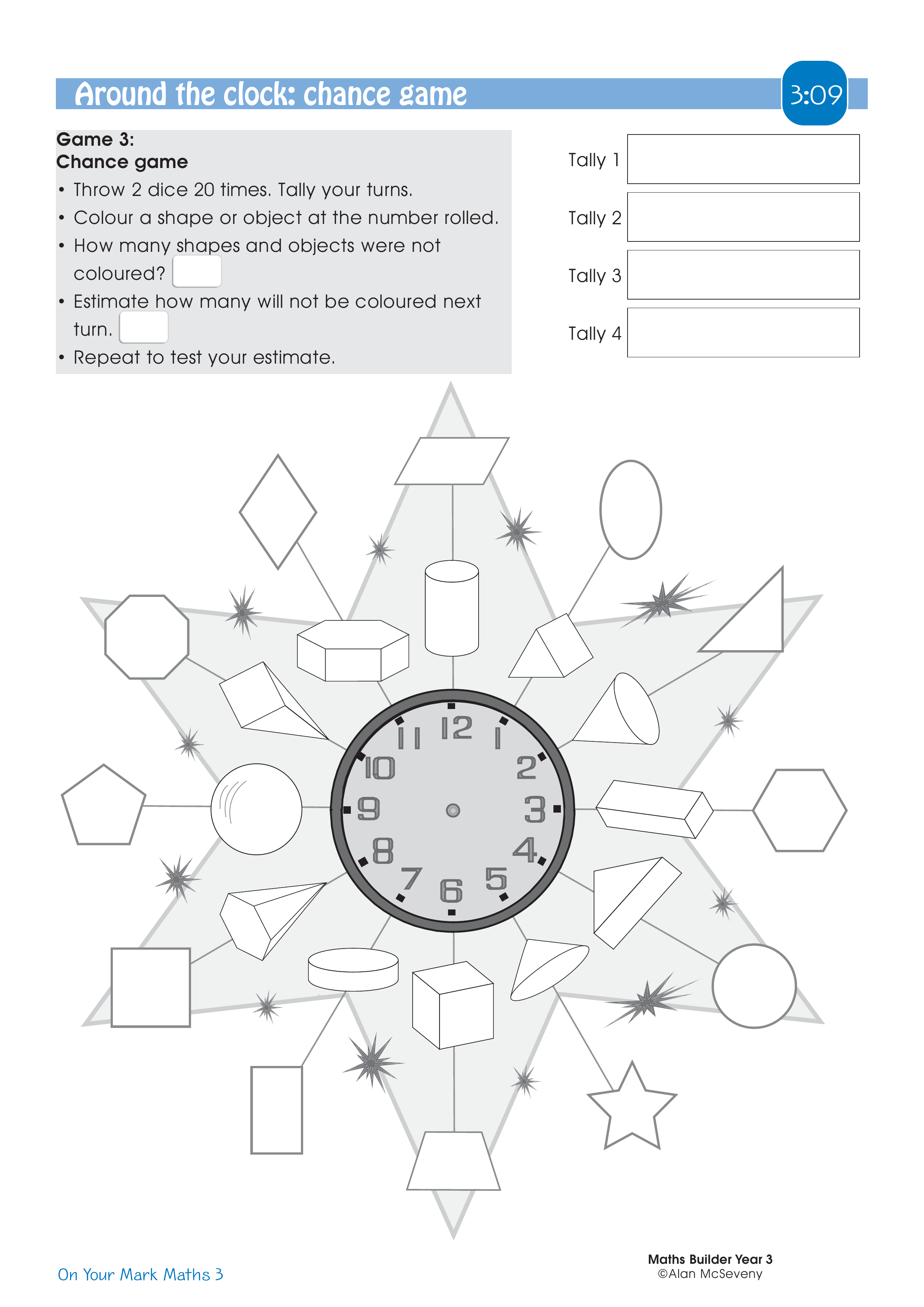 Around the clock: chance game — worksheet preview
