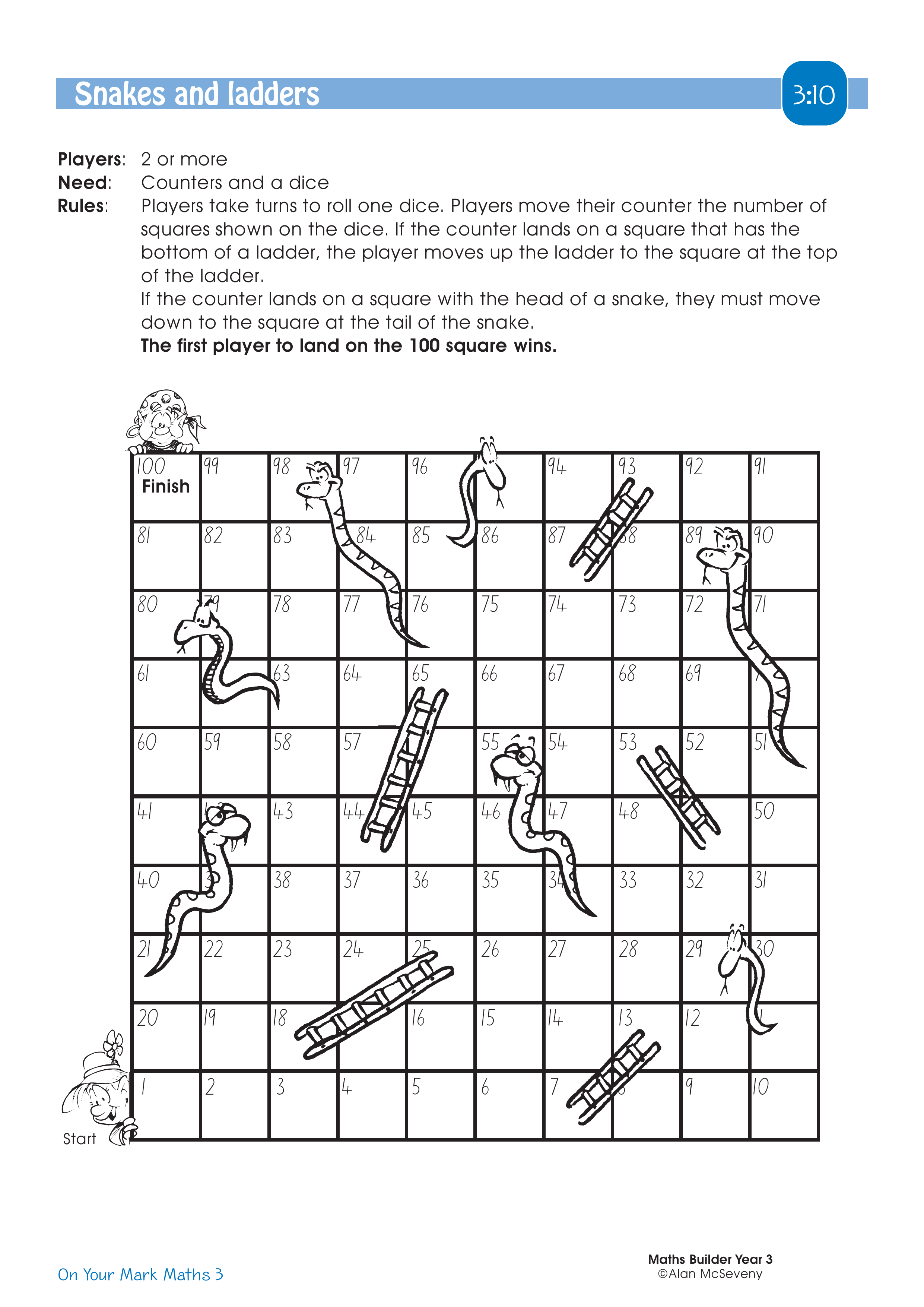 Snakes and ladders — worksheet preview