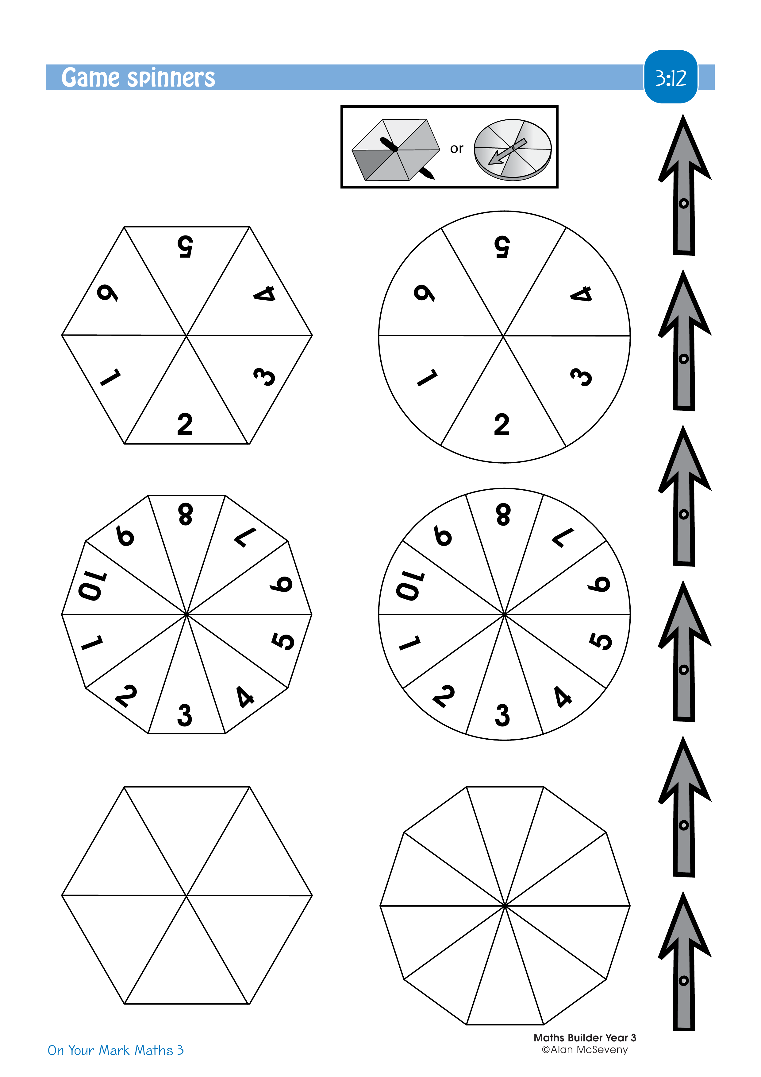 Game spinners — worksheet preview