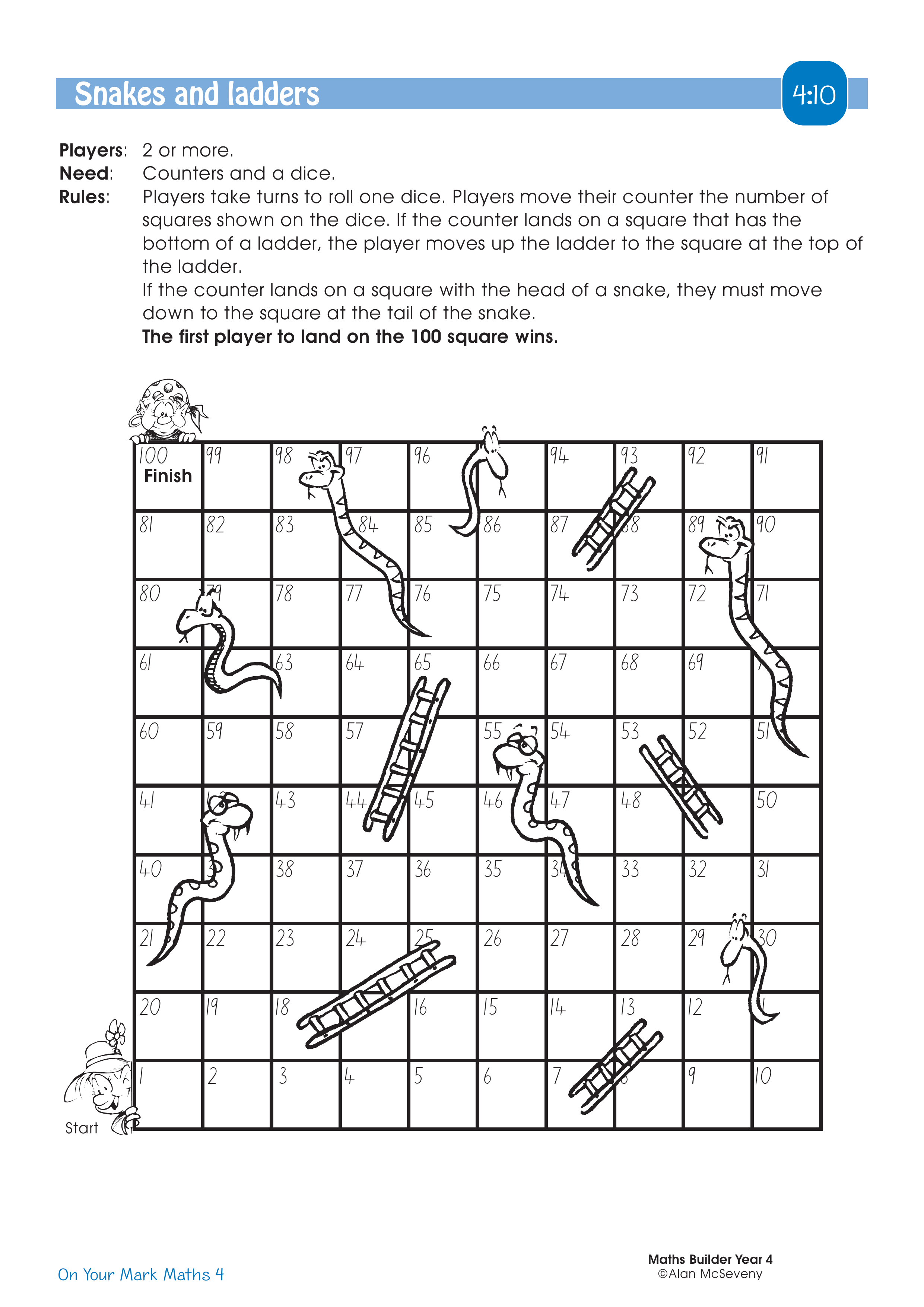Snakes and ladders — worksheet preview