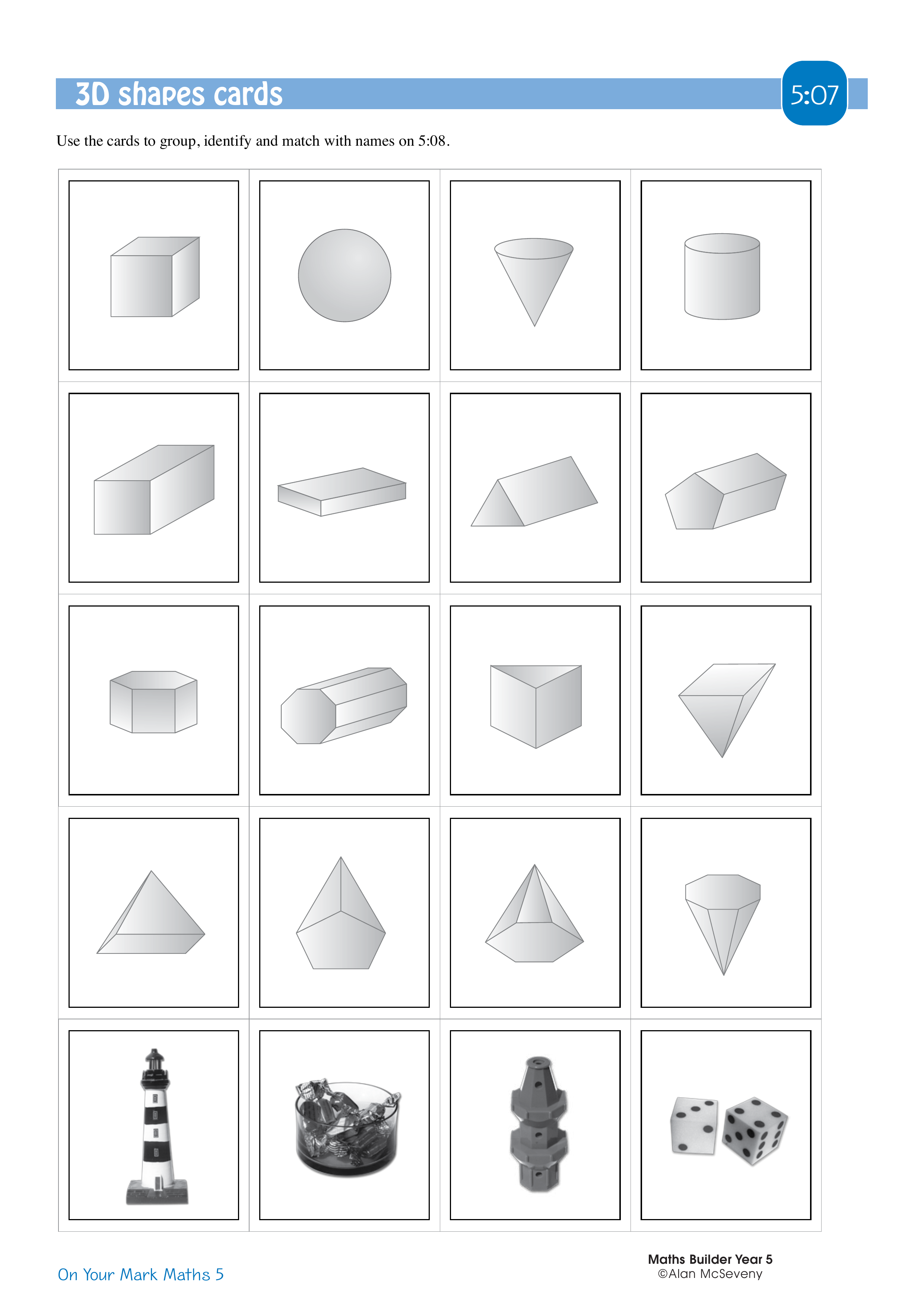 3D shapes cards — worksheet preview