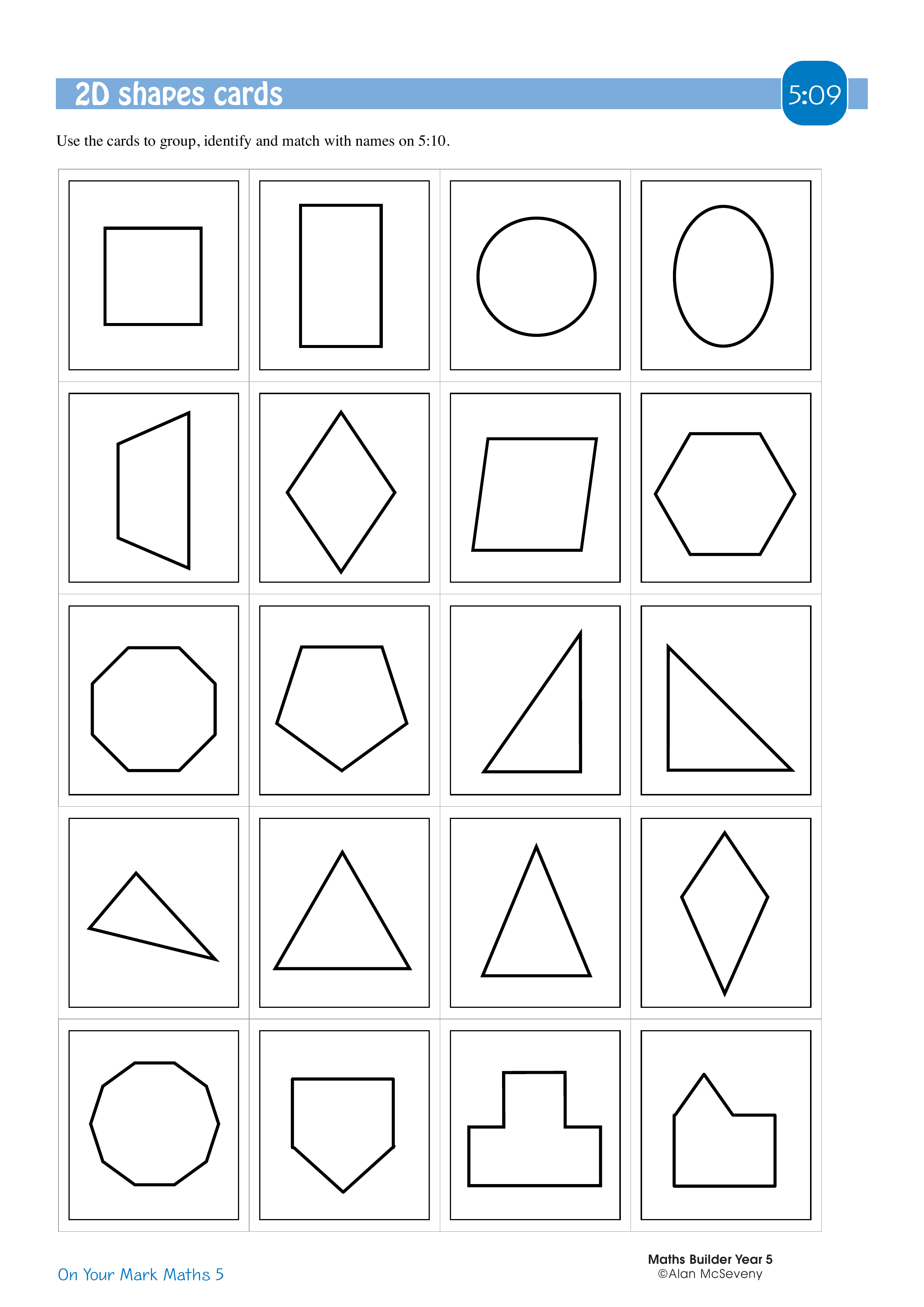 2D shapes cards — worksheet preview