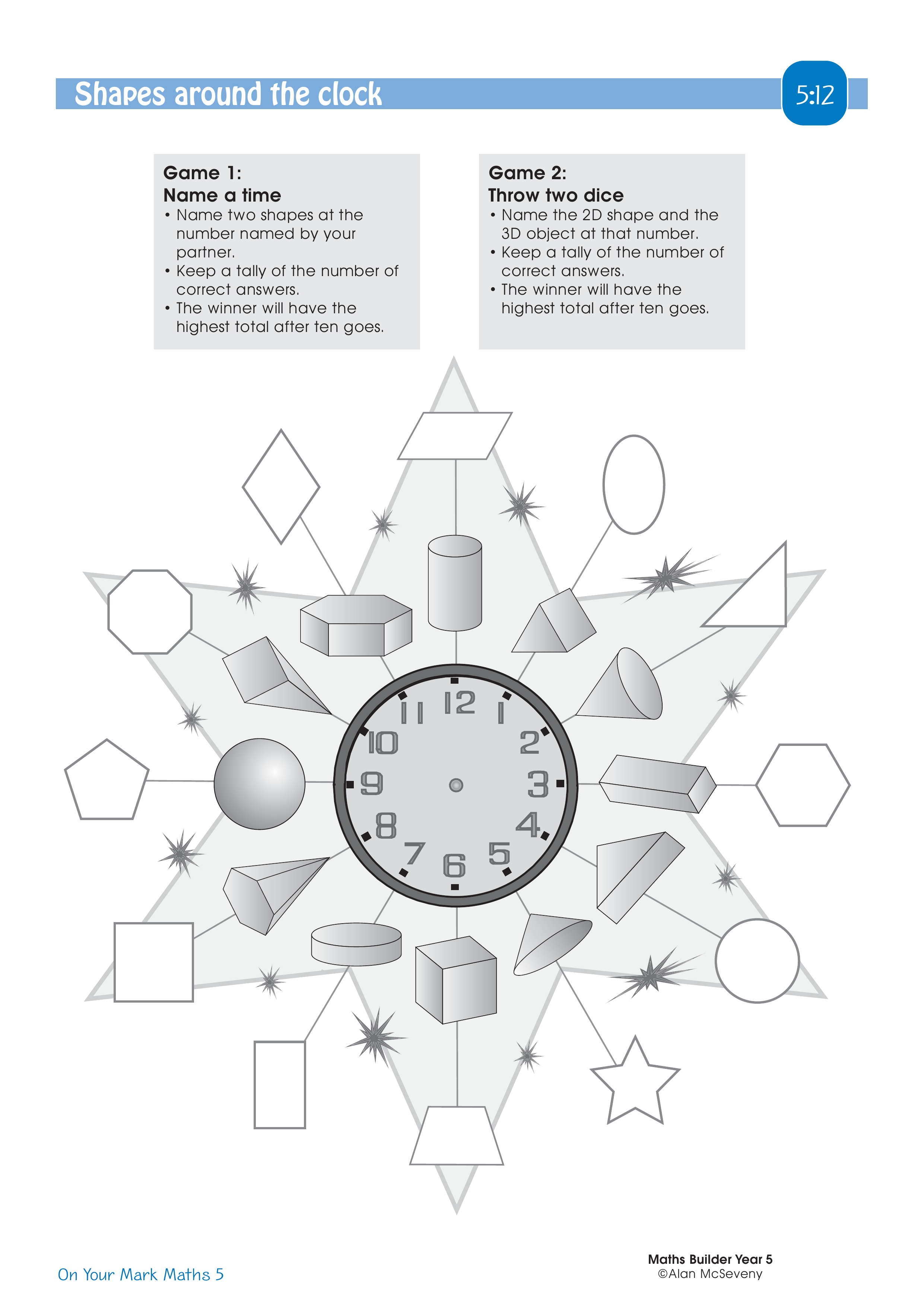 Shapes around the clock — worksheet preview
