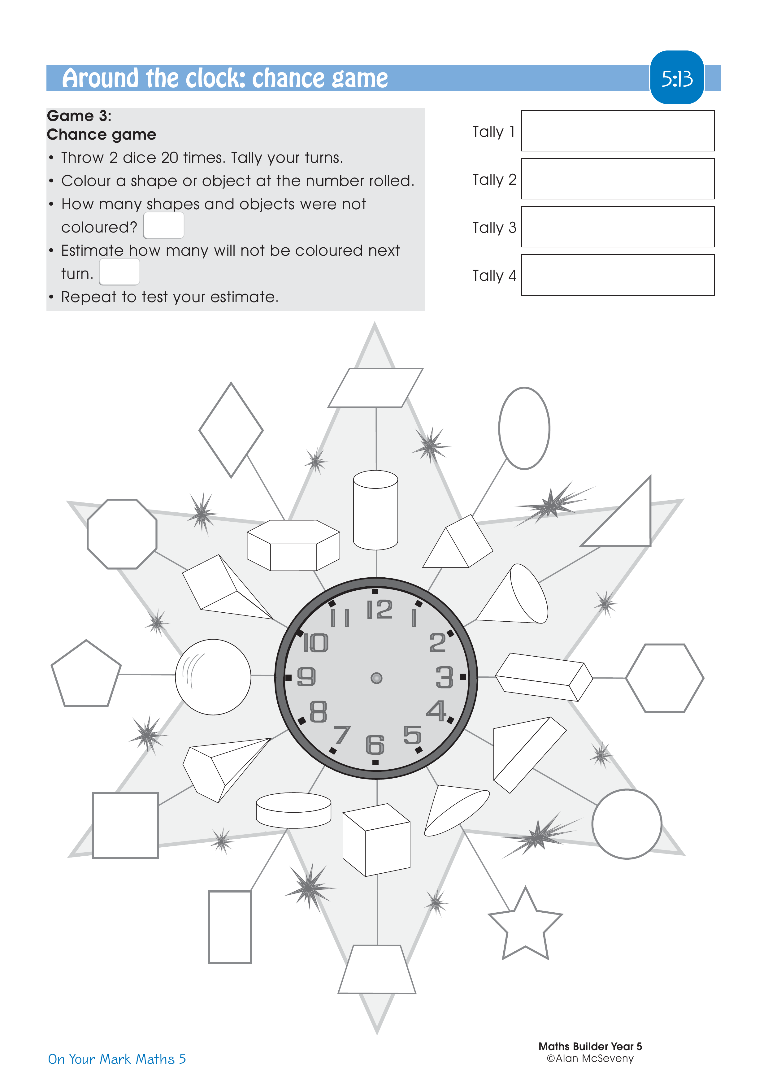 Around the clock: chance game — worksheet preview