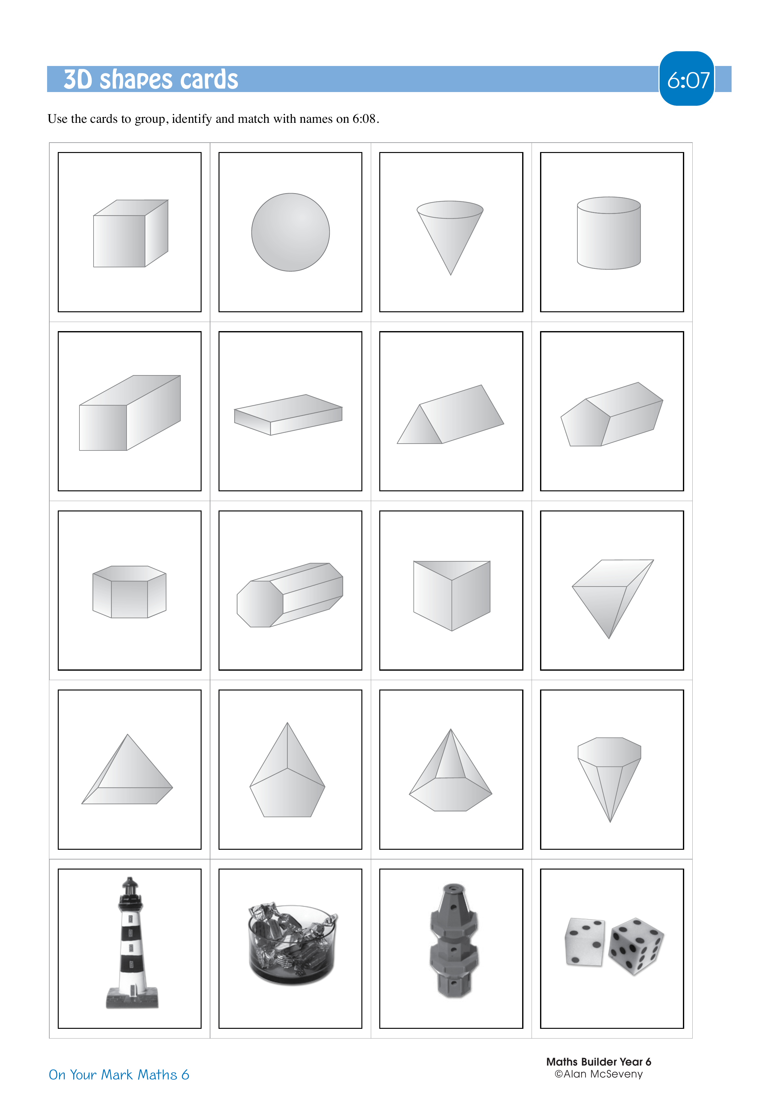 3D shapes cards — worksheet preview