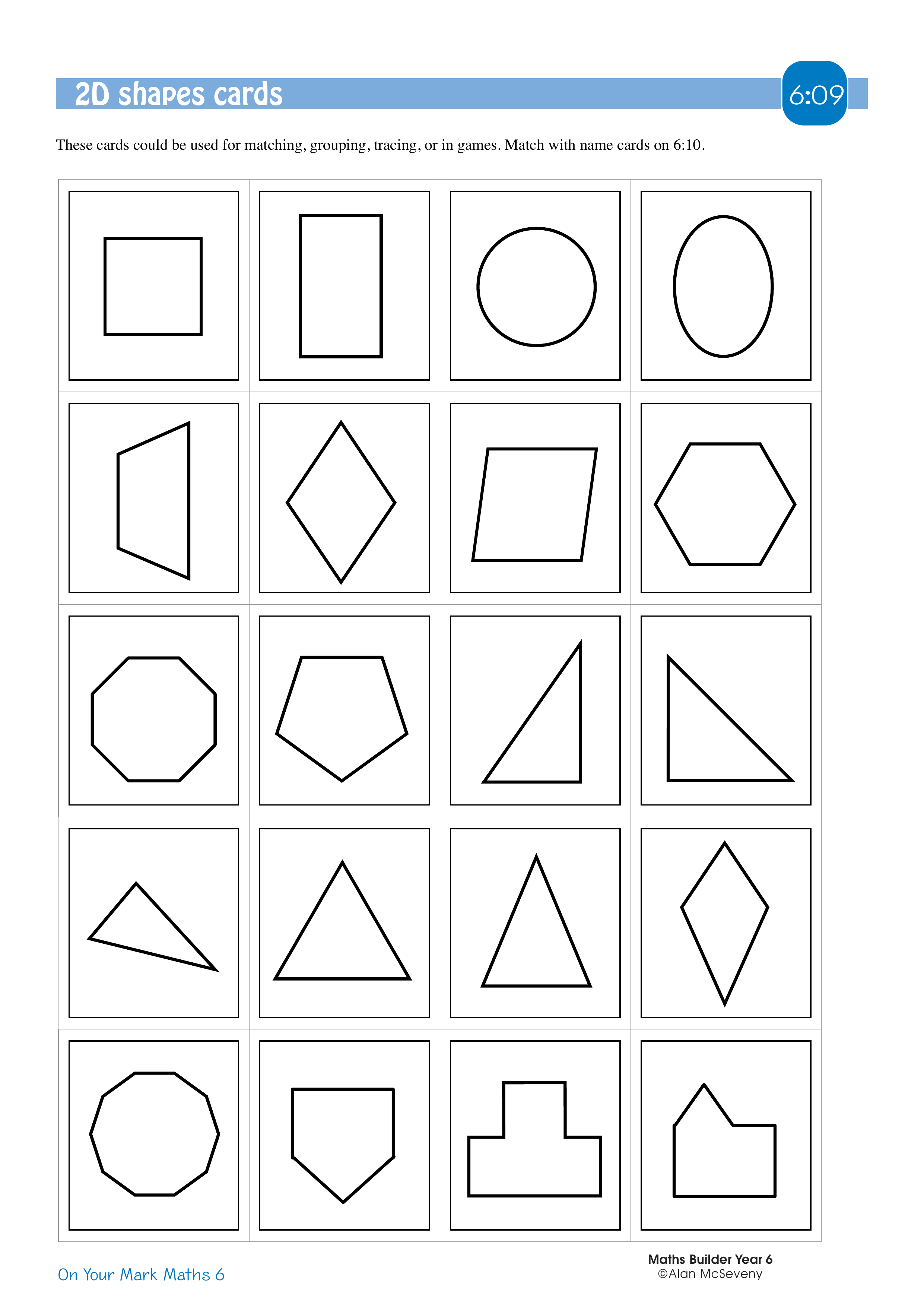 2D shapes cards — worksheet preview