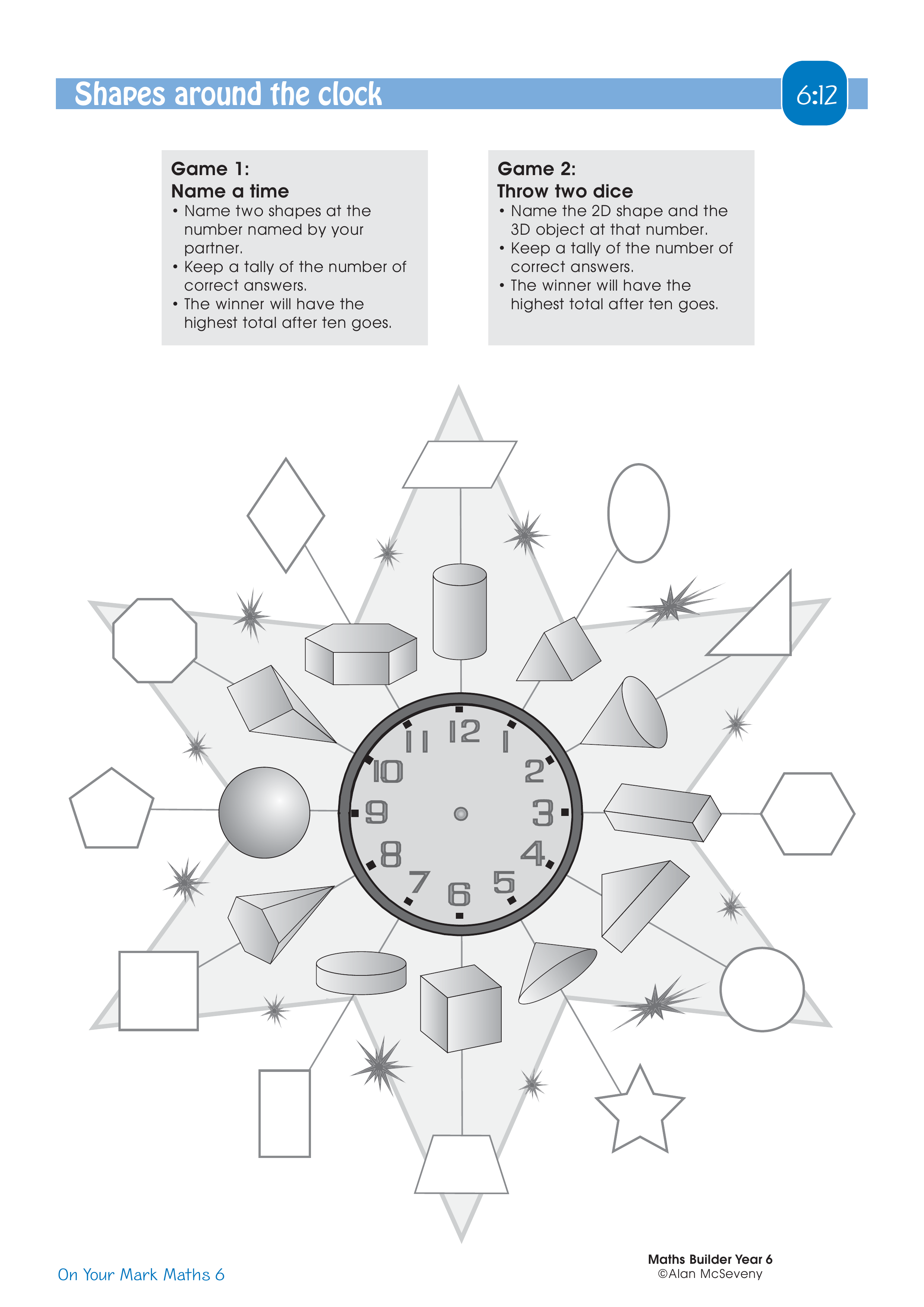 Shapes around the clock — worksheet preview