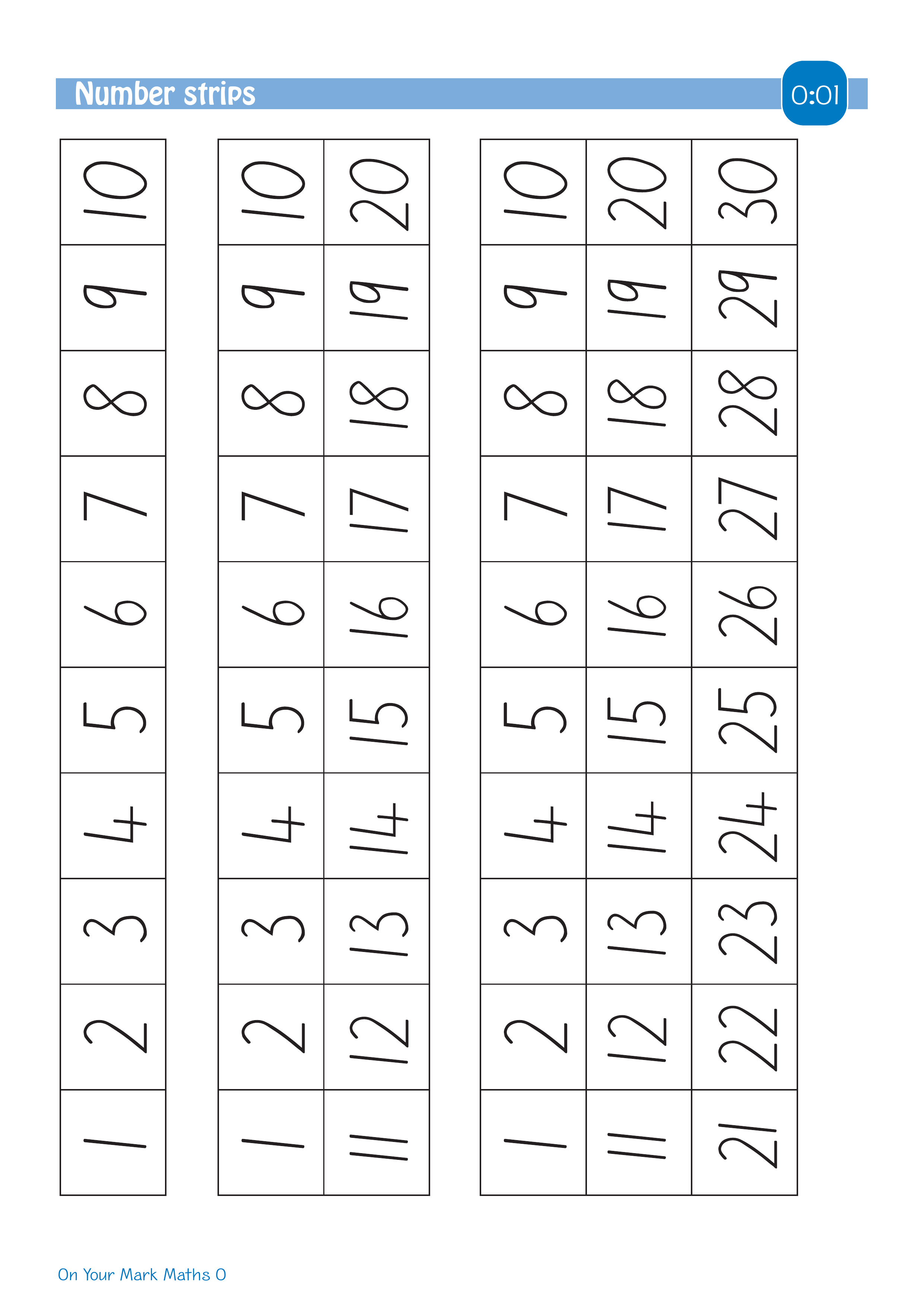 Number strips — worksheet preview