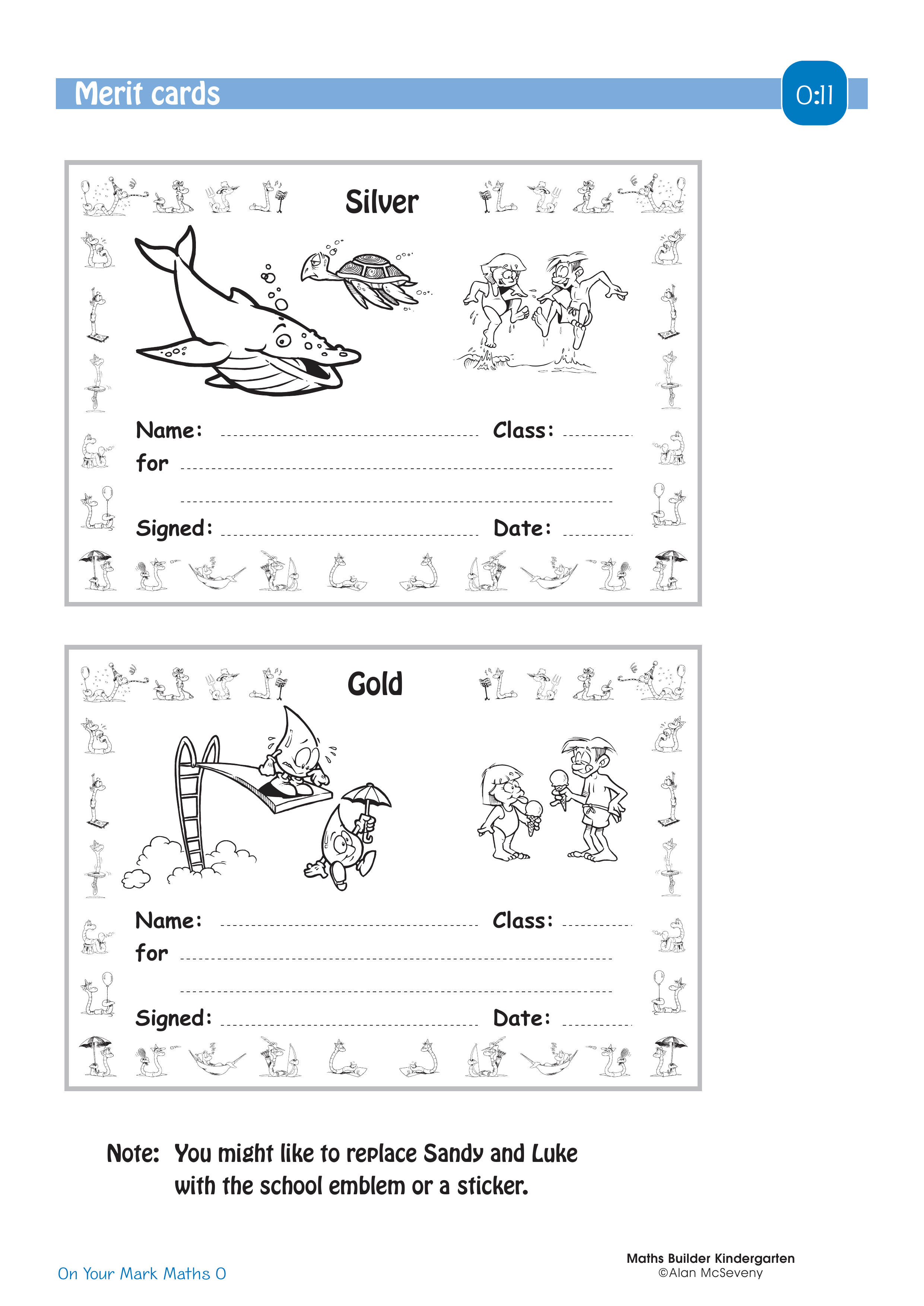 Merit cards — worksheet preview