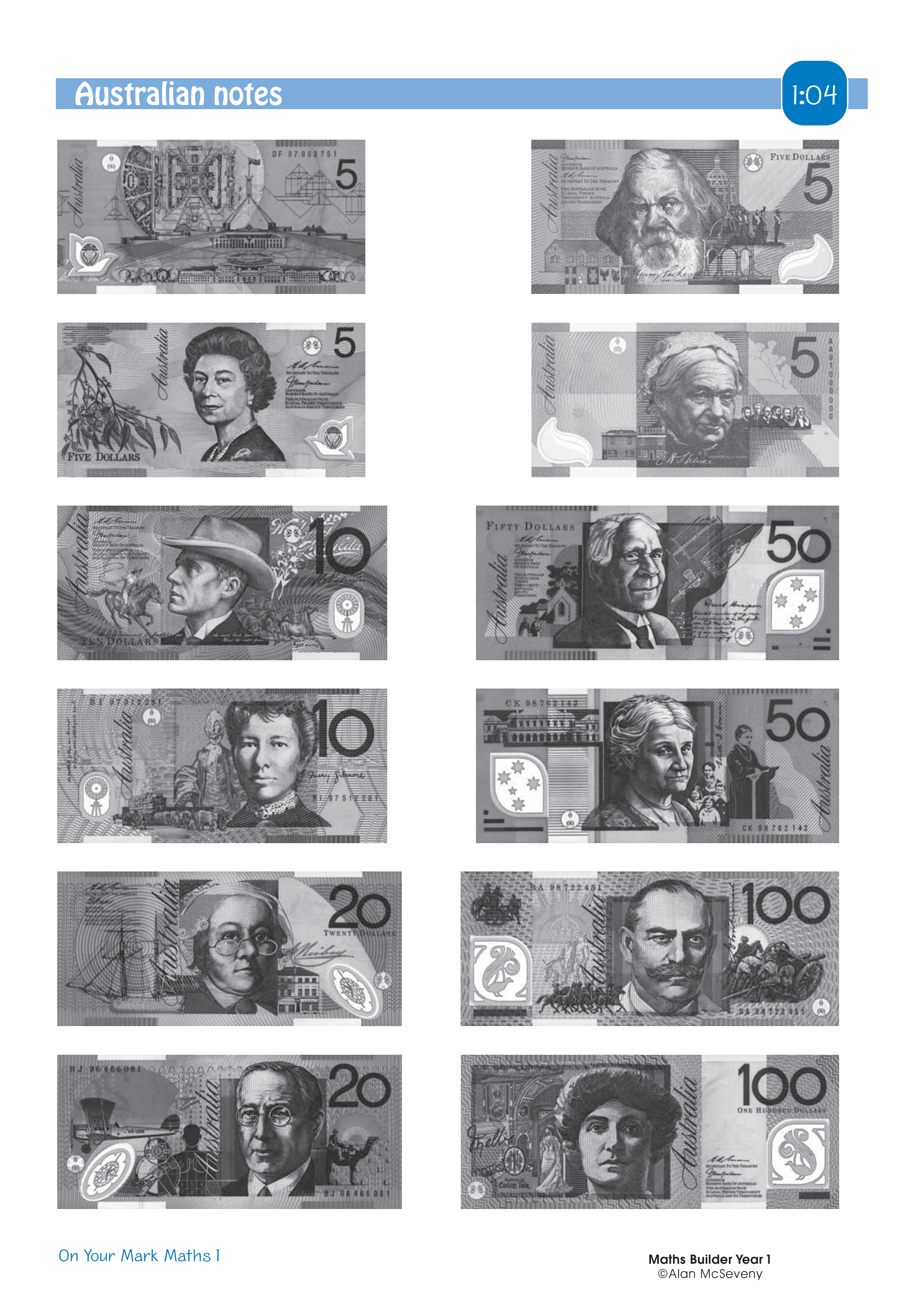 Australian notes — worksheet preview