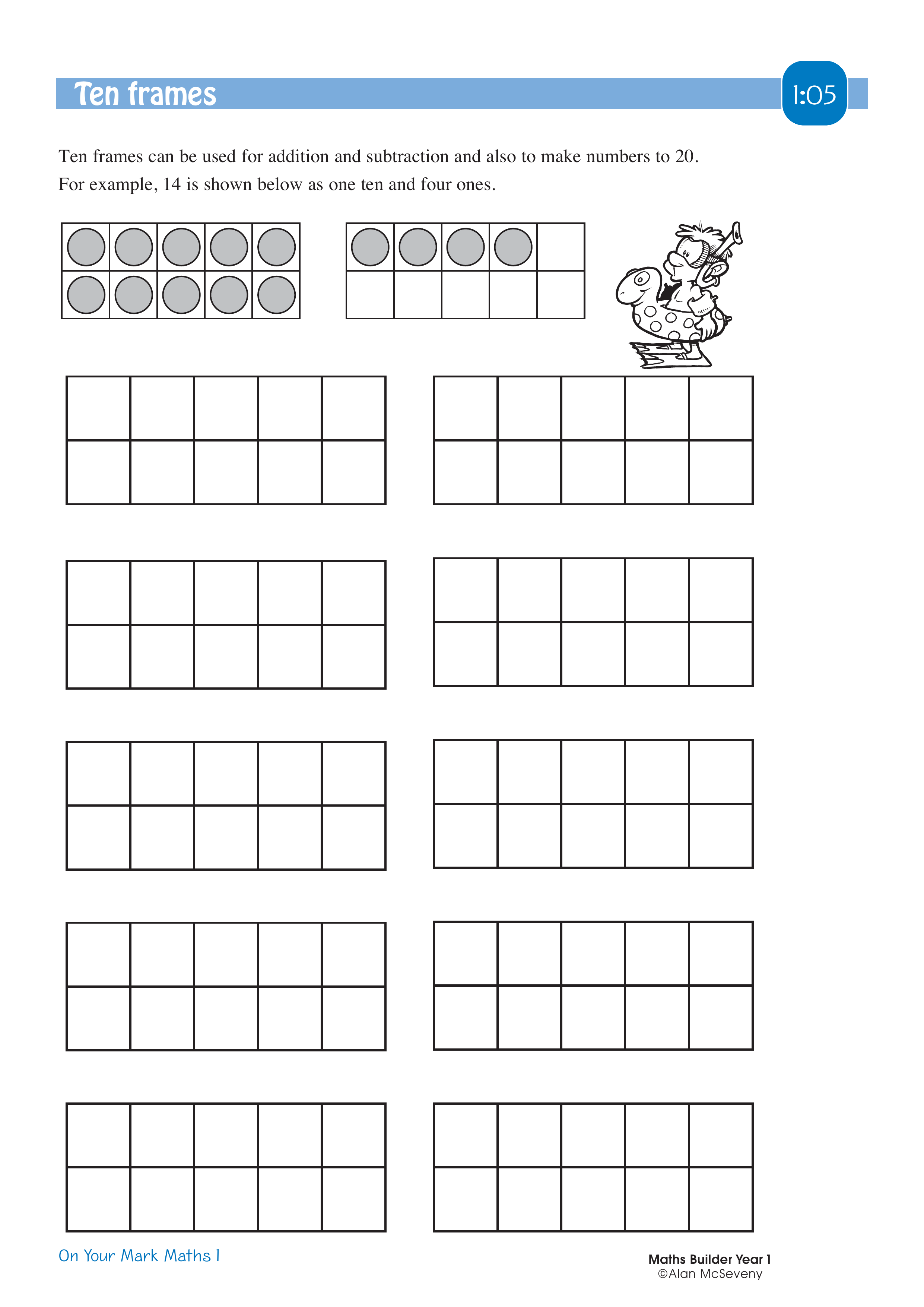 Ten frames — worksheet preview