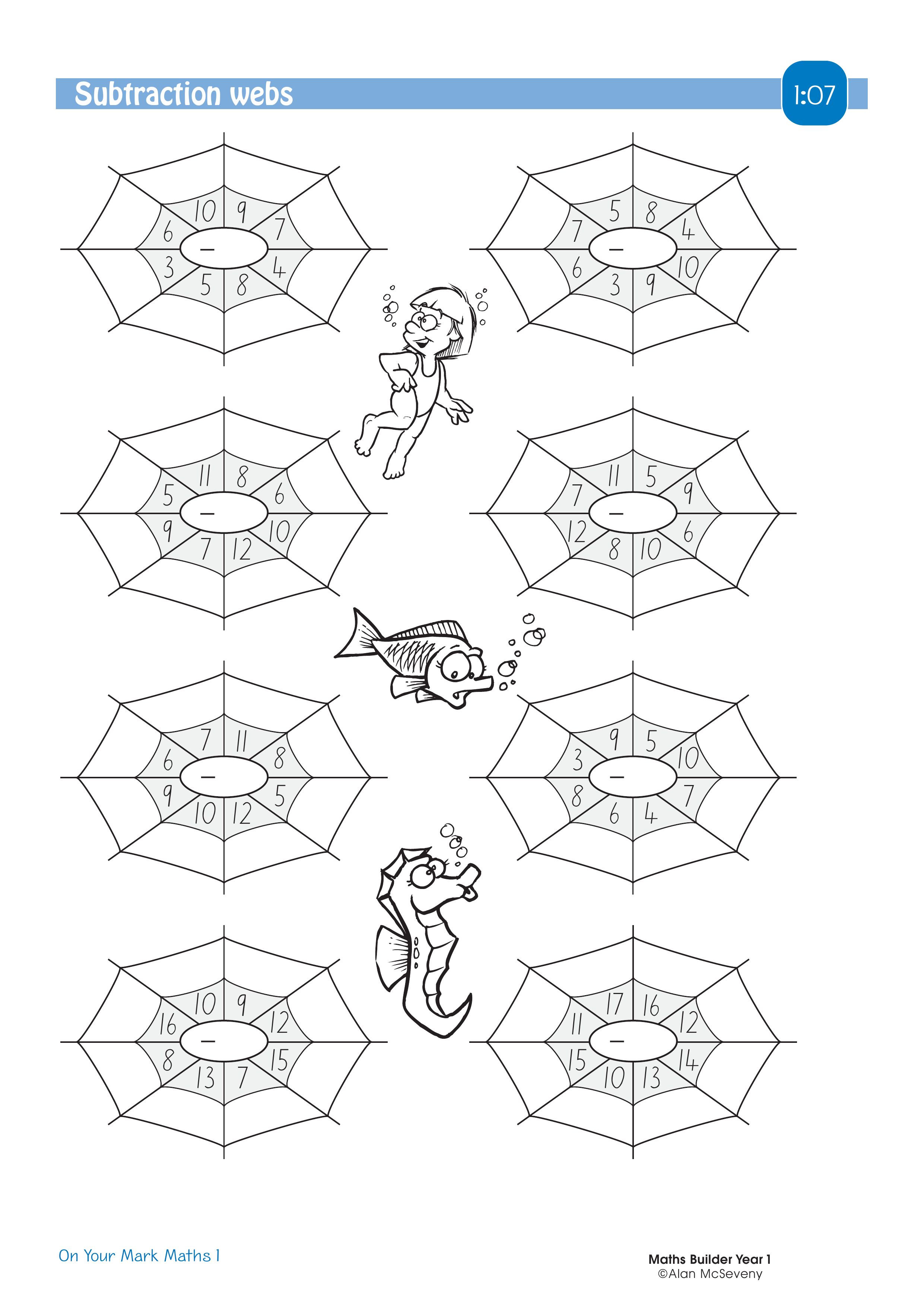 Subtraction webs — worksheet preview