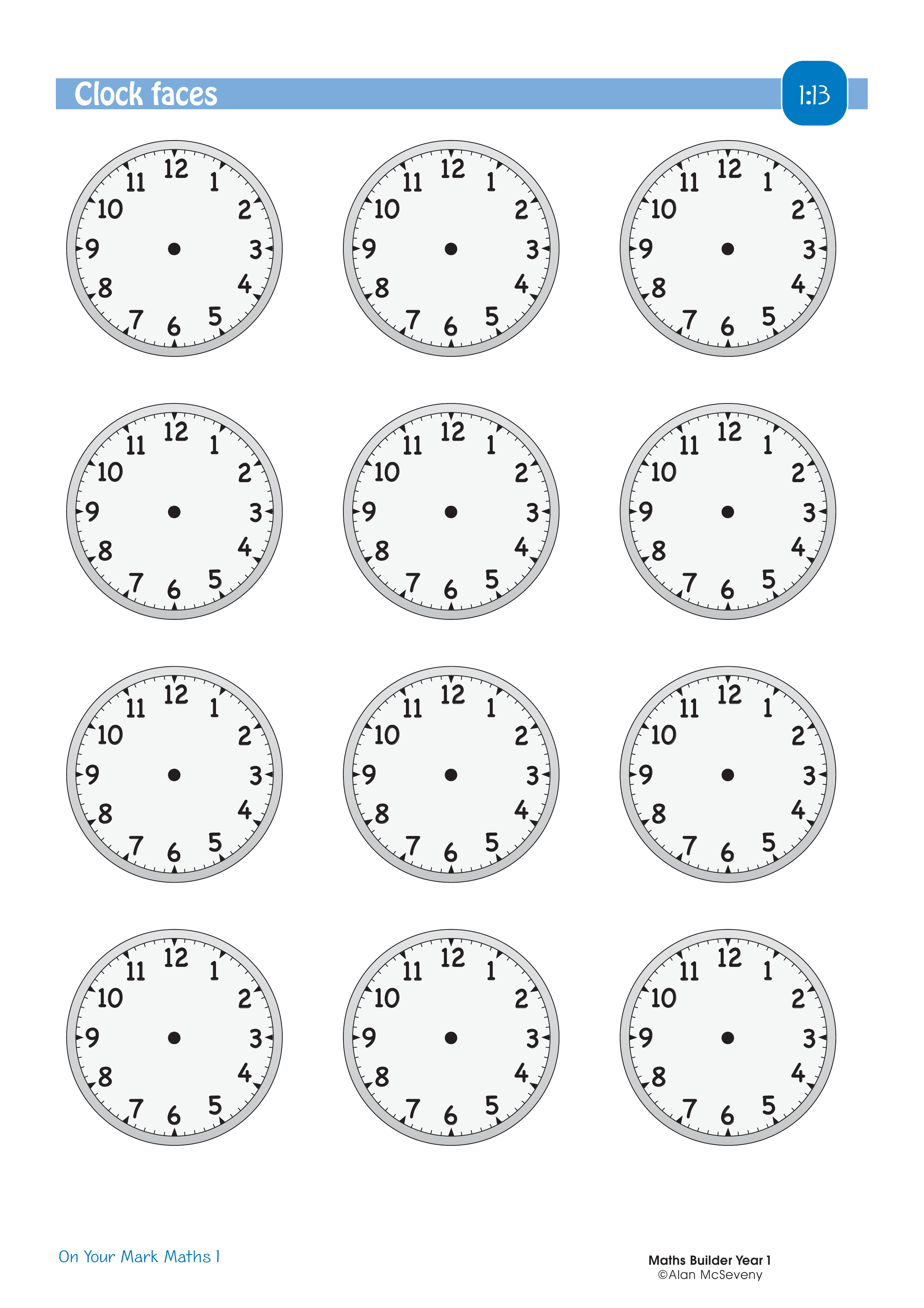 Clock faces — worksheet preview