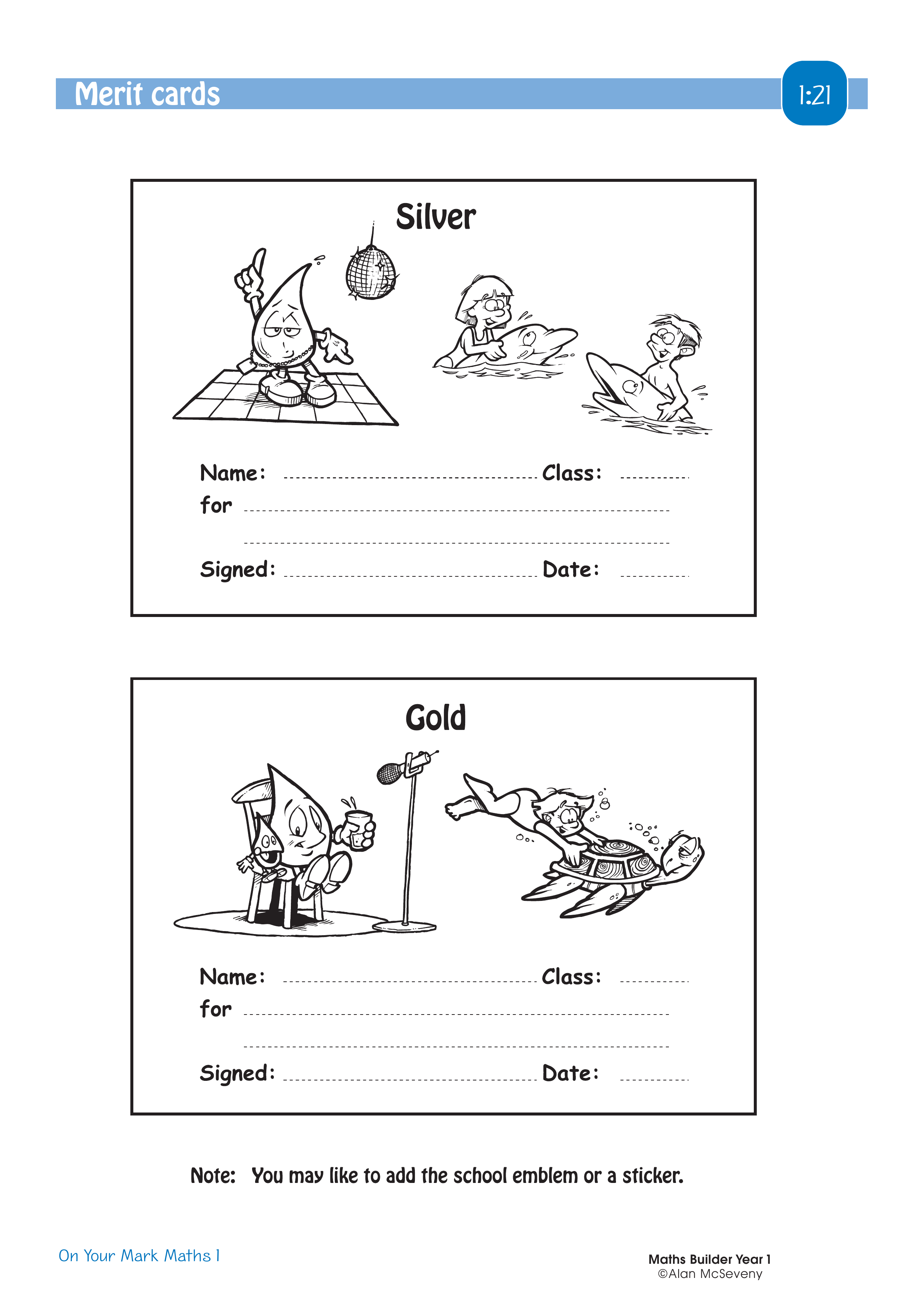 Merit cards — worksheet preview