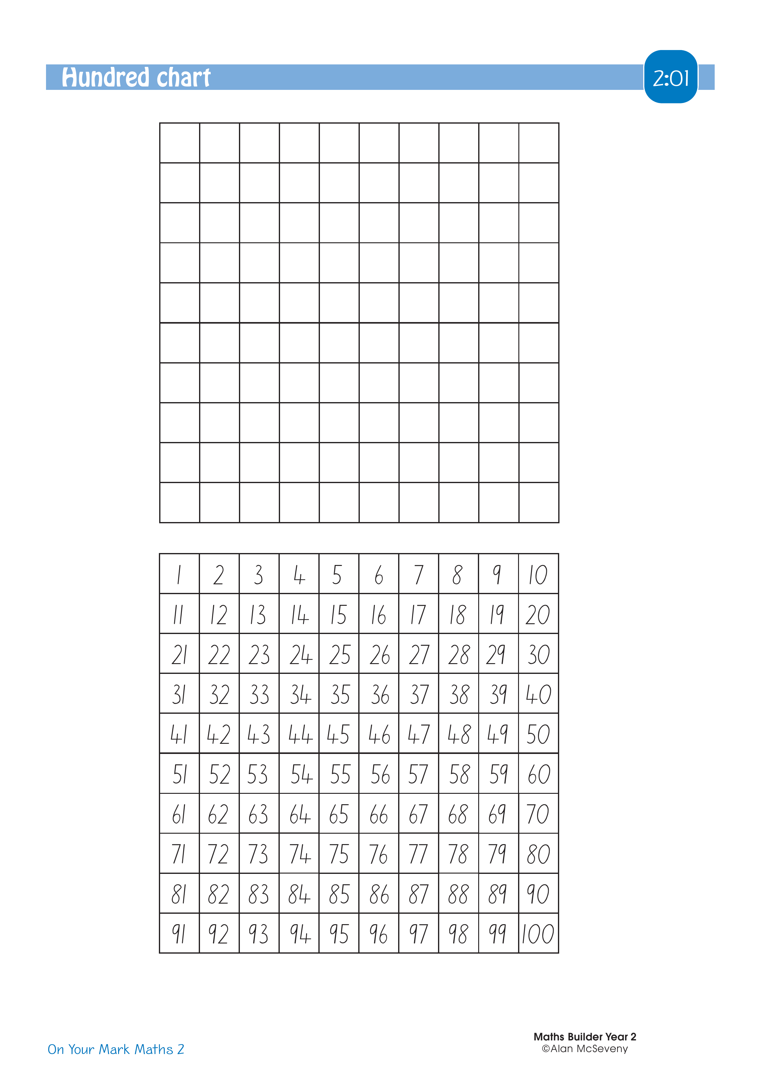 Hundred chart — worksheet preview