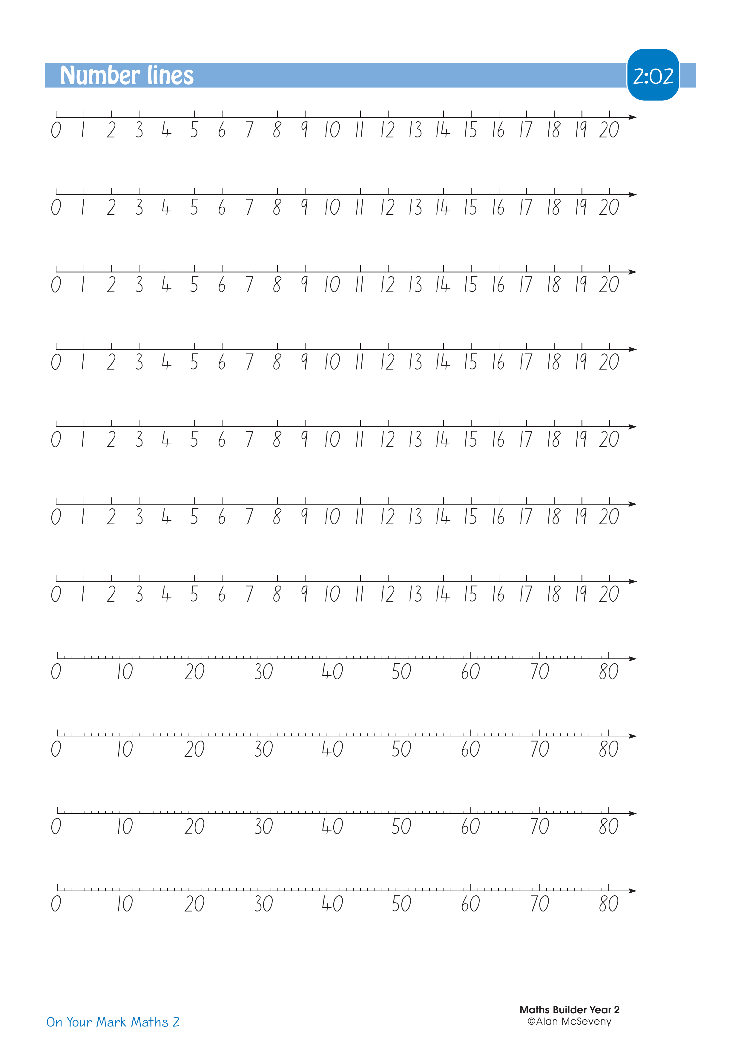 Number lines — worksheet preview