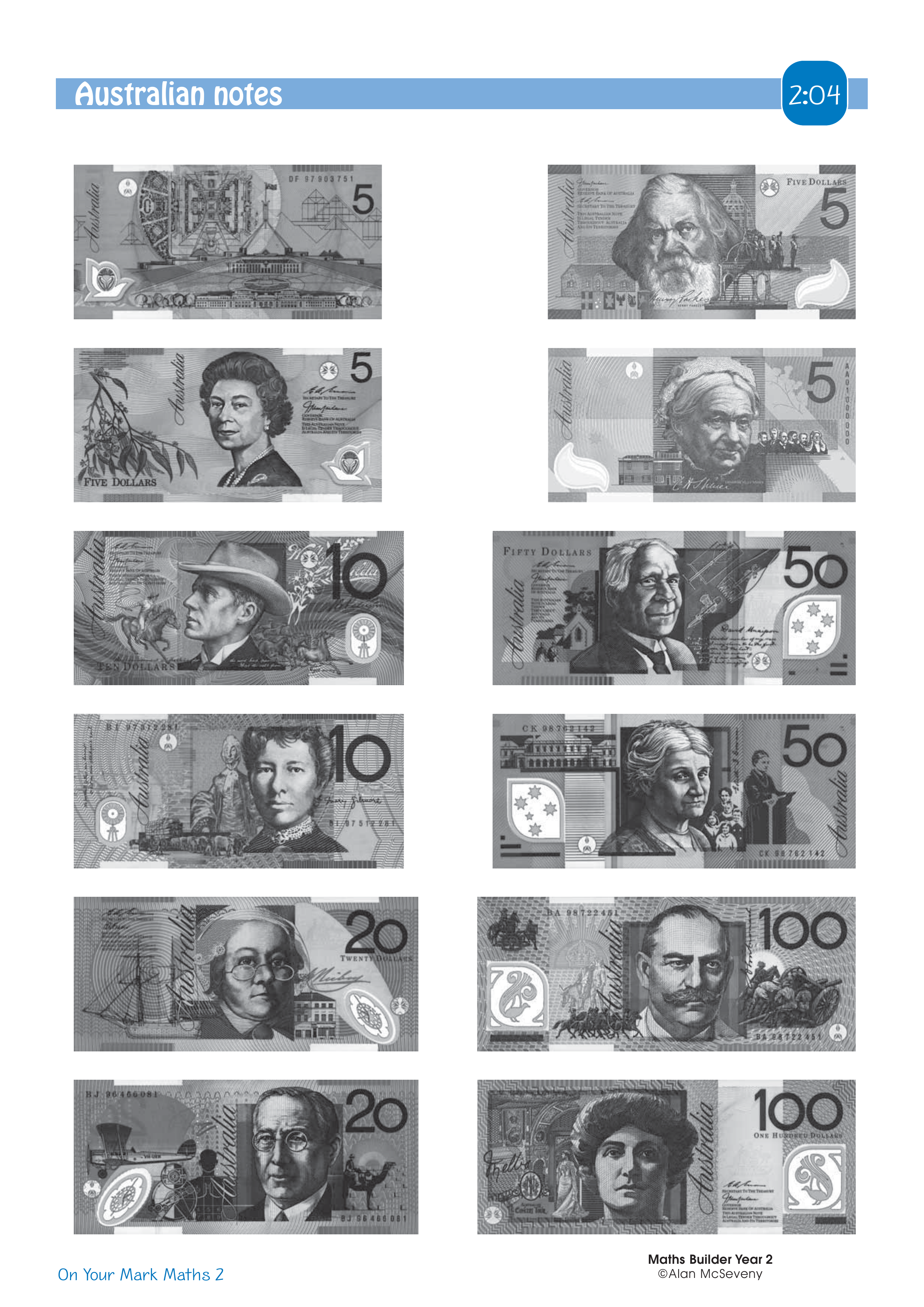 Australian notes — worksheet preview