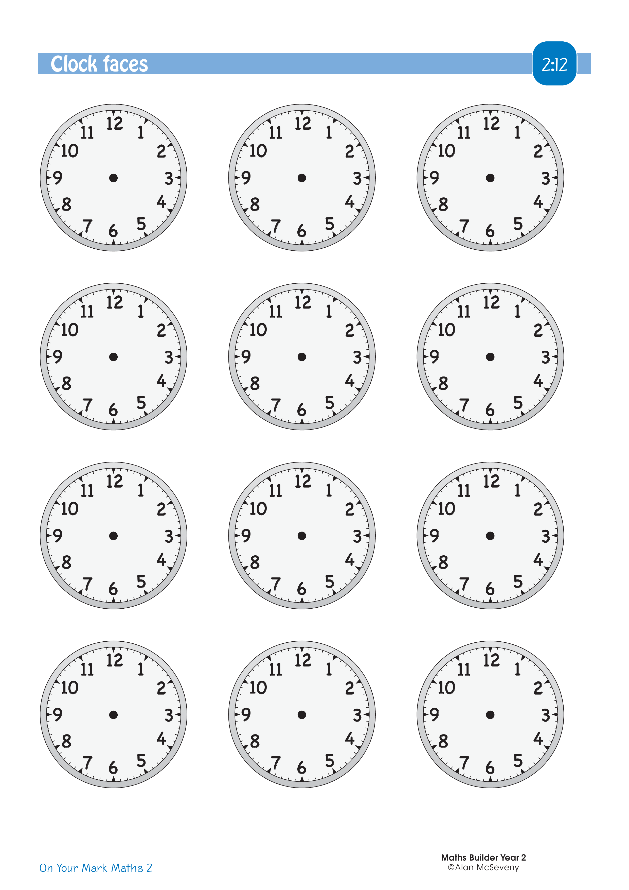 Clock faces — worksheet preview