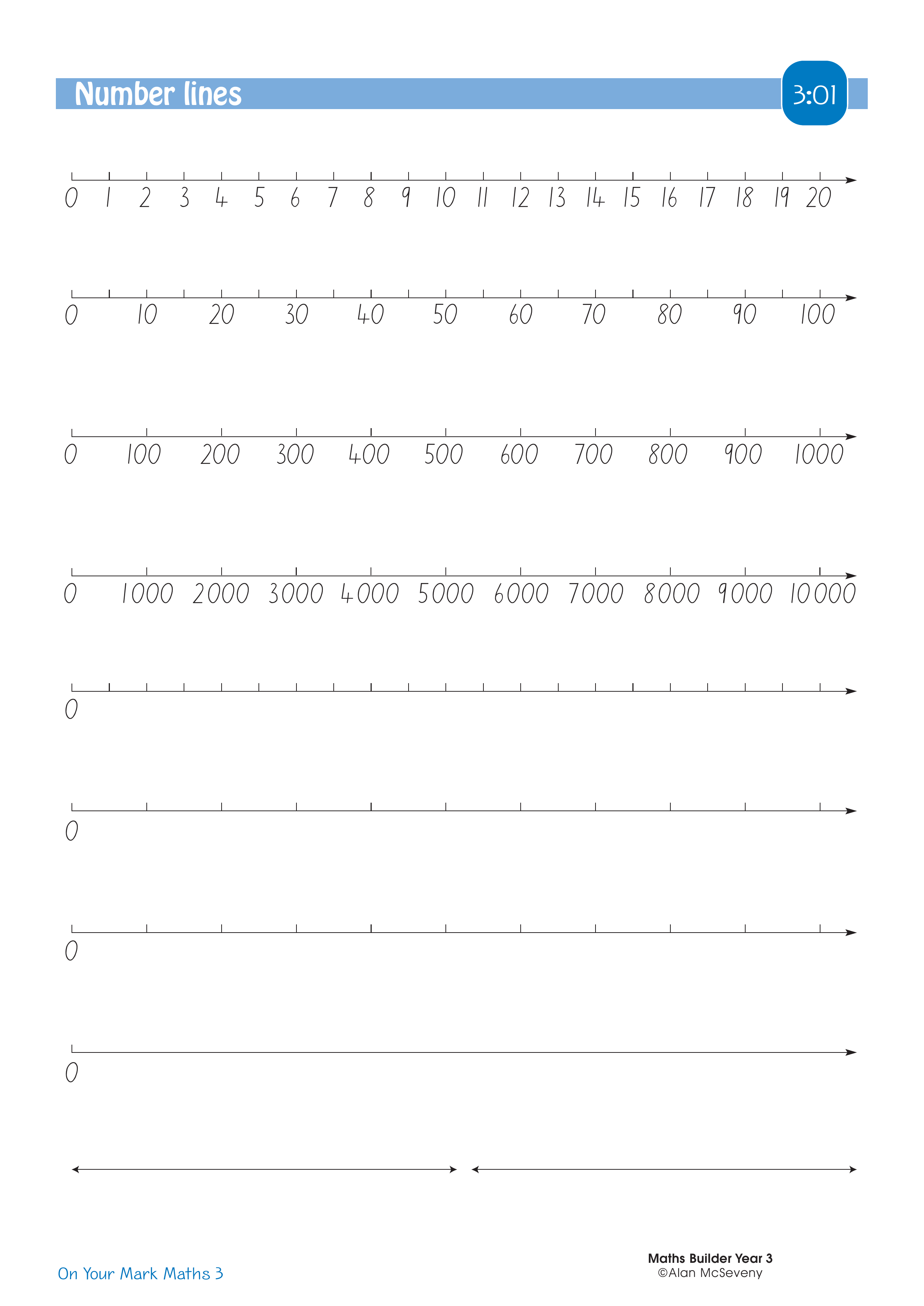 Number lines — worksheet preview