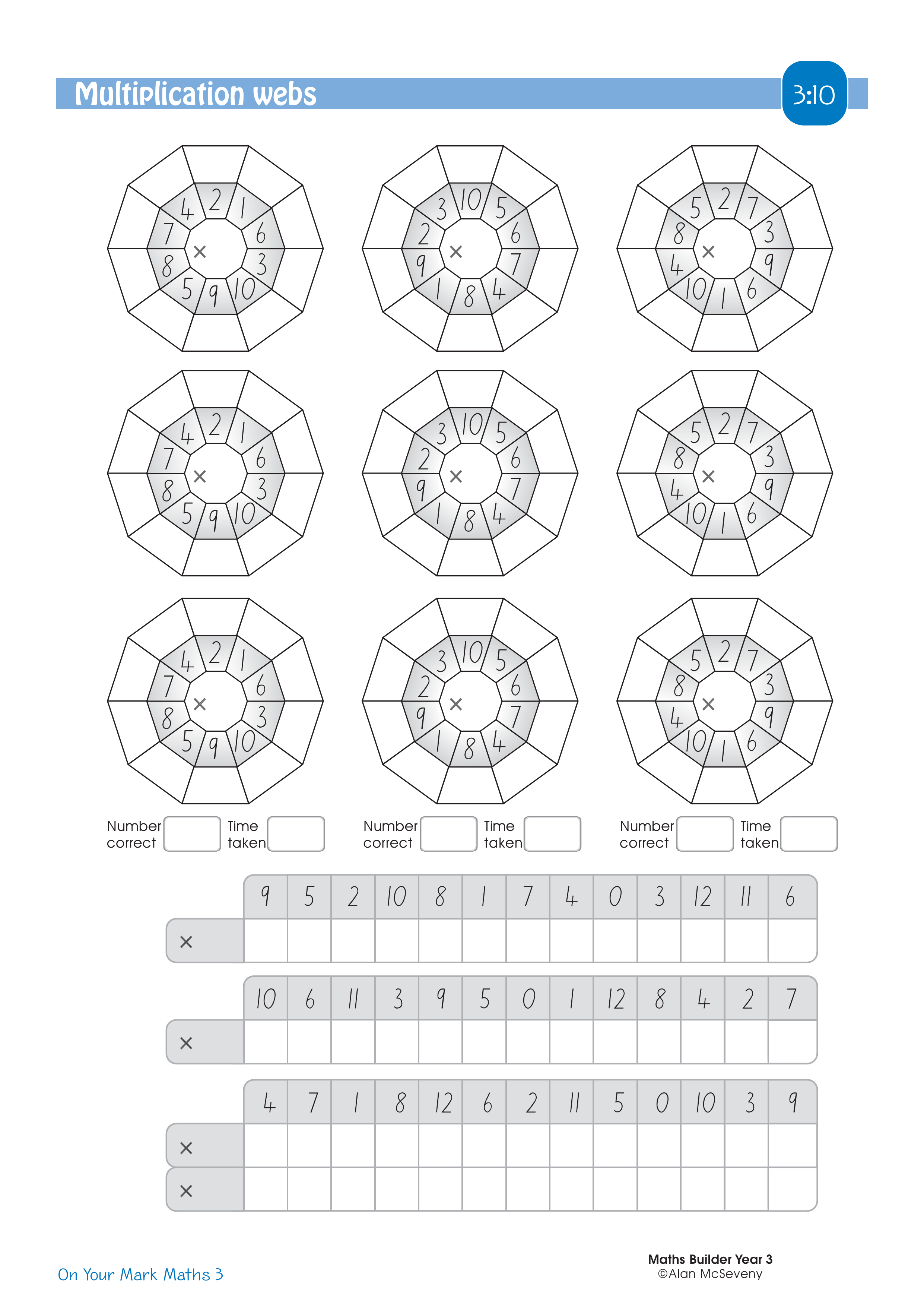 Multiplication  webs — worksheet preview