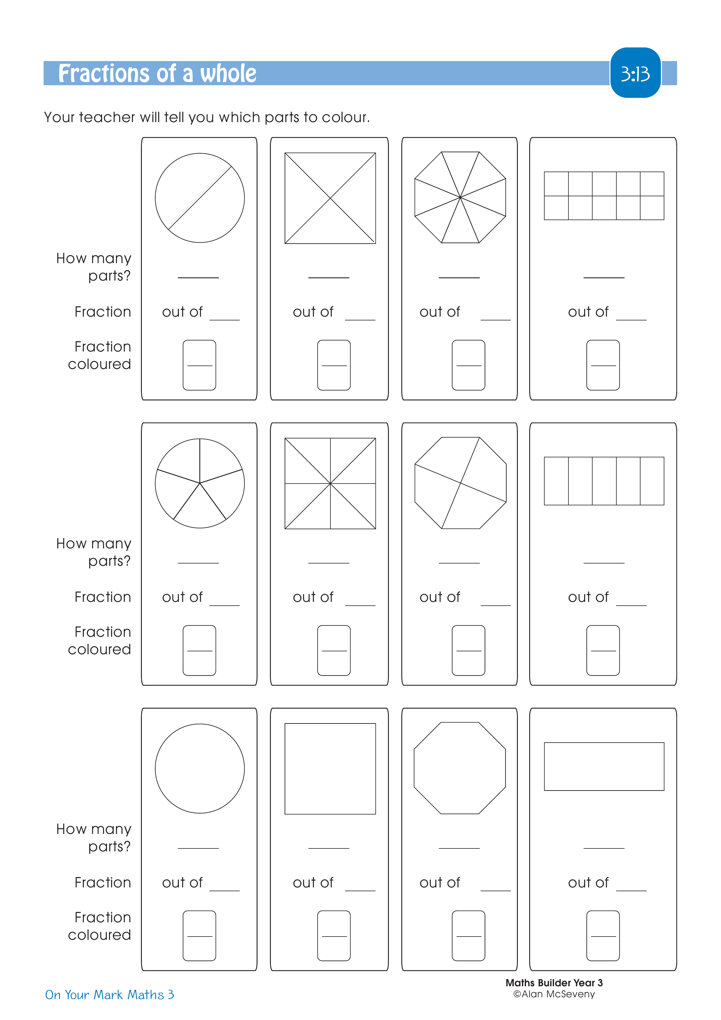Fractions of a whole — worksheet preview