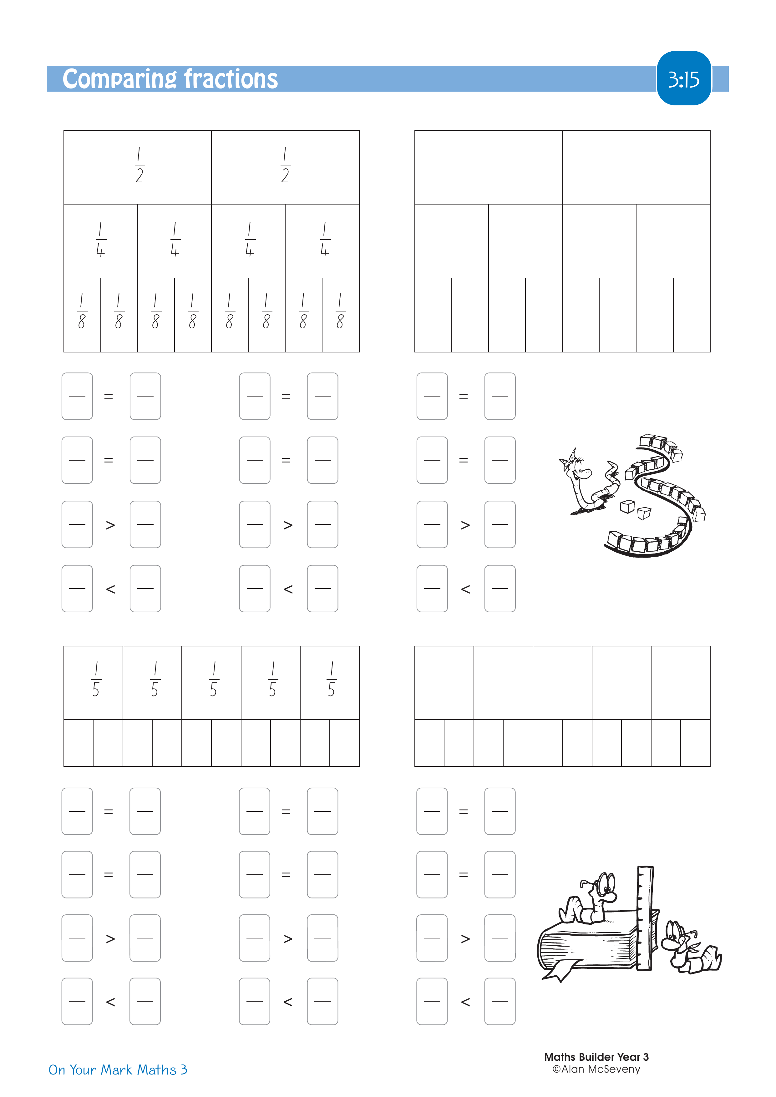 Comparing fractions — worksheet preview