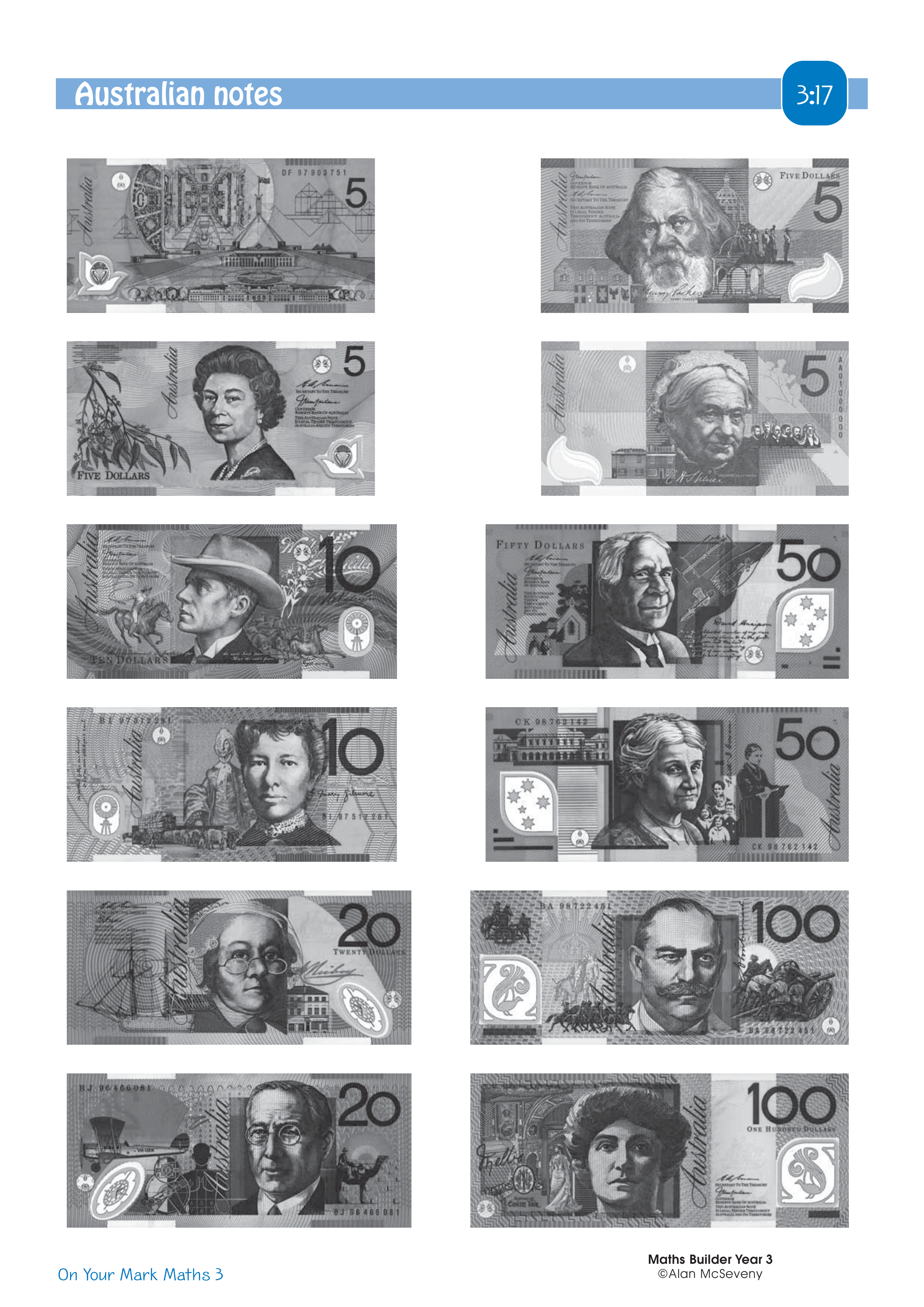 Australian notes — worksheet preview