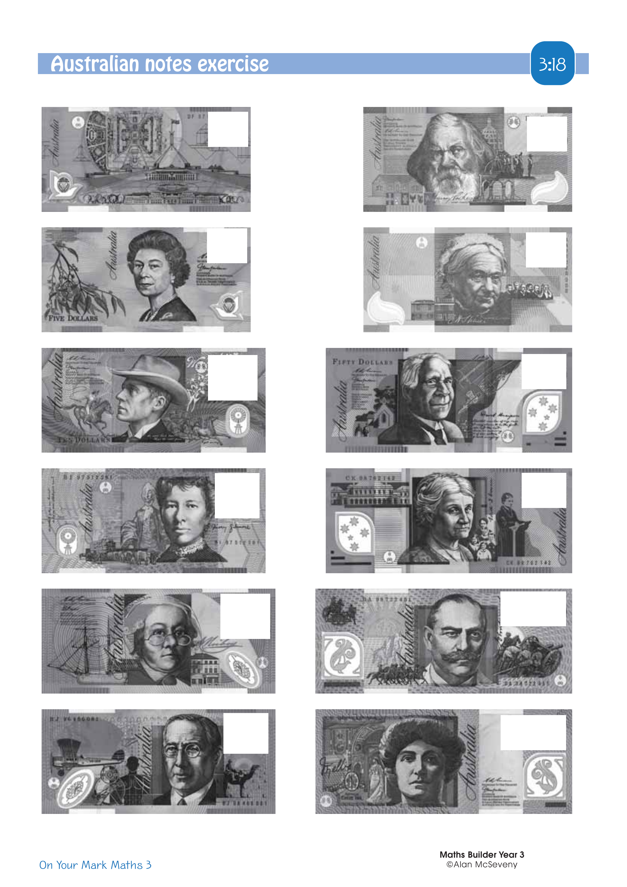Australian notes exercise — worksheet preview