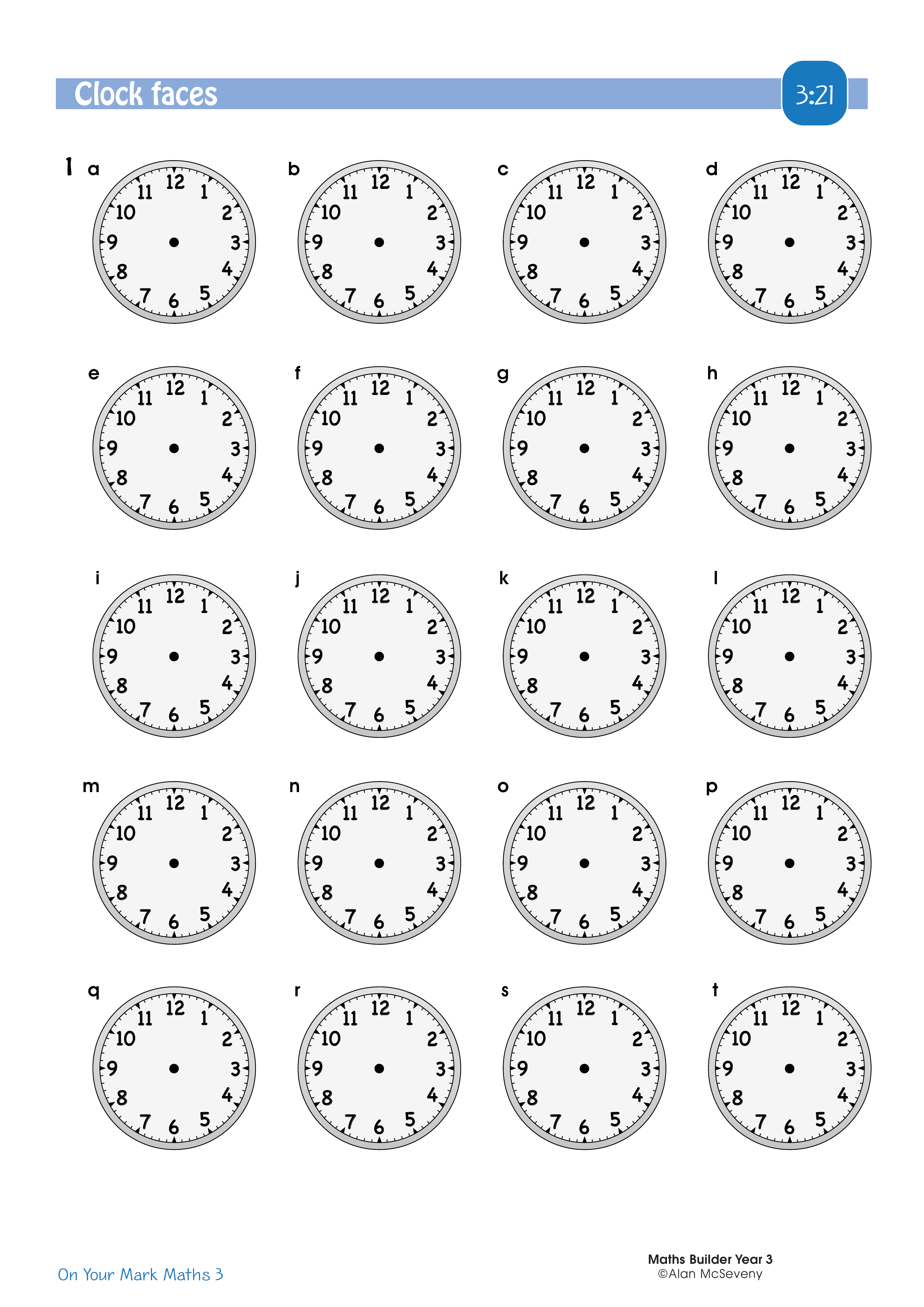 Clock faces — worksheet preview
