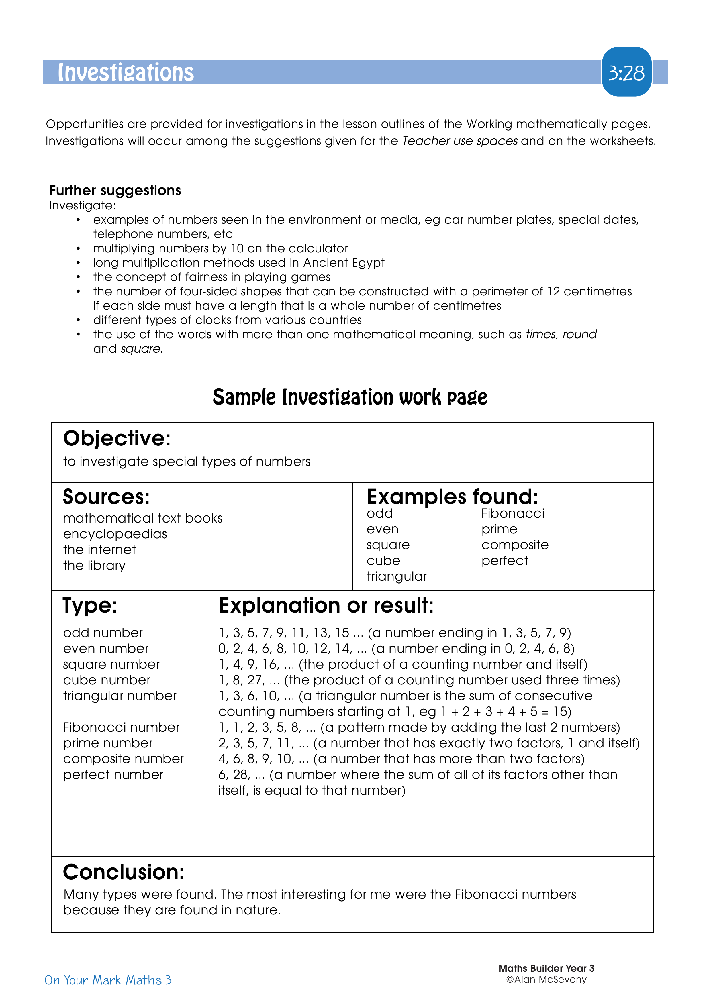 Investigations — worksheet preview