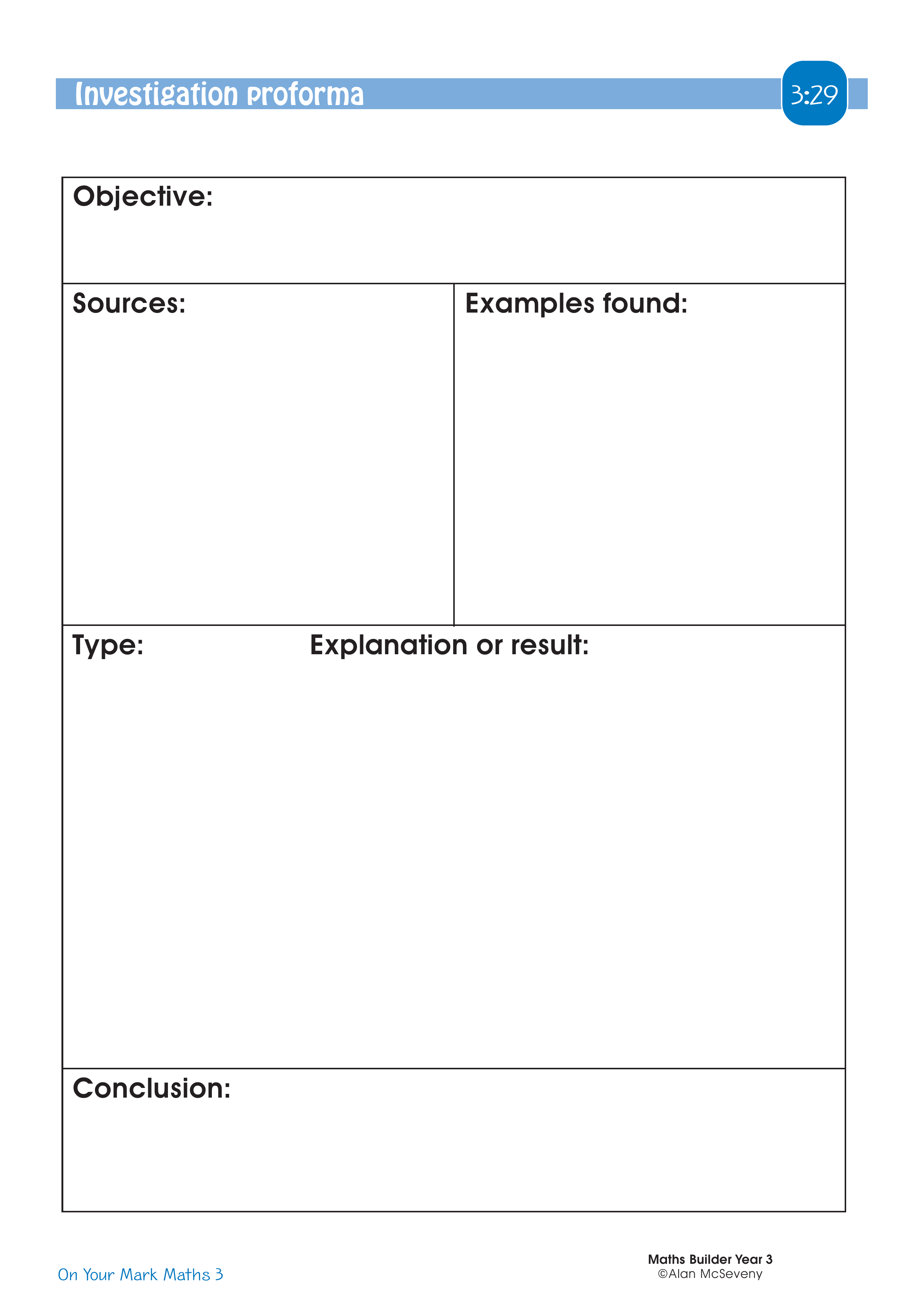 Investigation proforma — worksheet preview