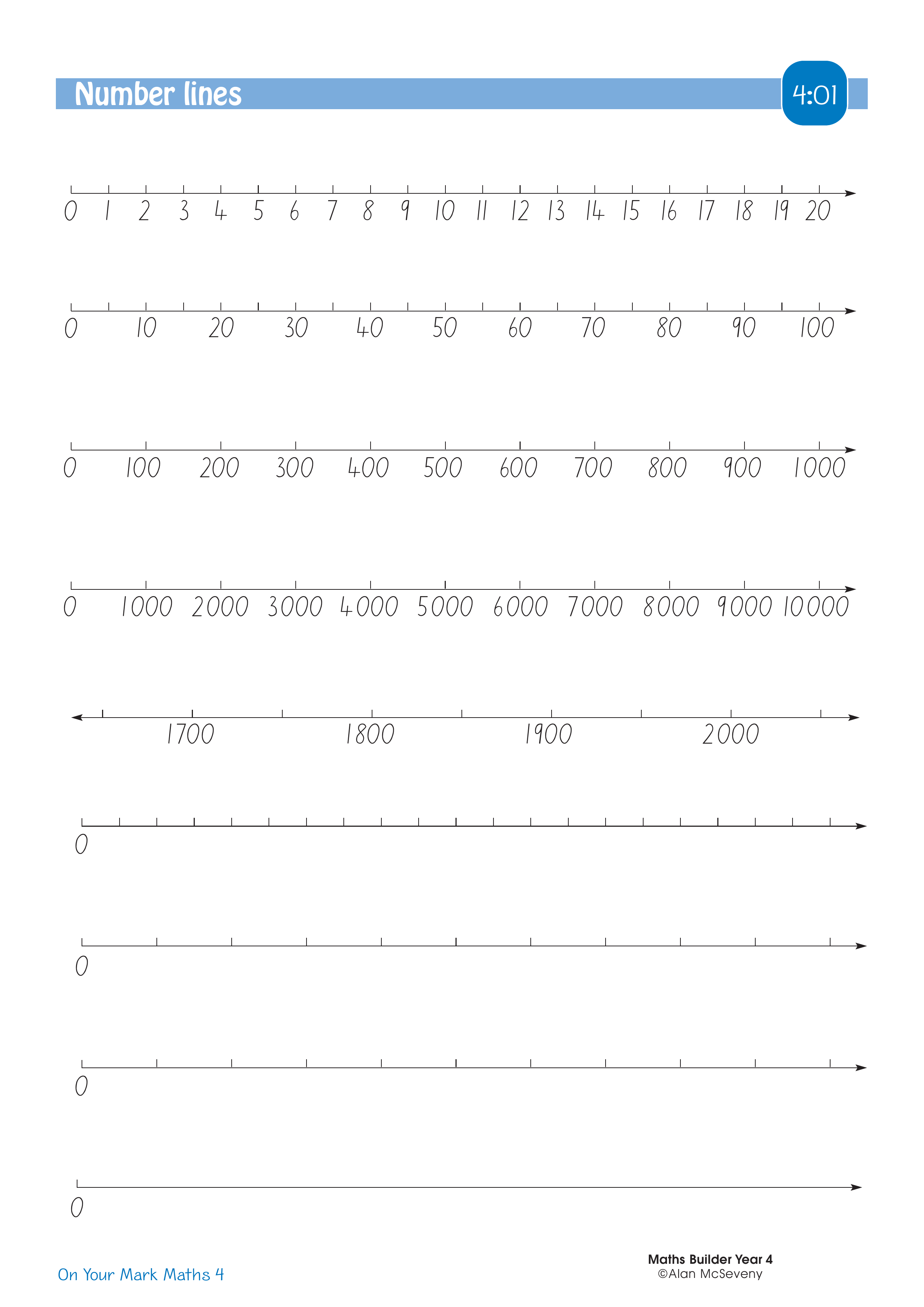 Number lines — worksheet preview