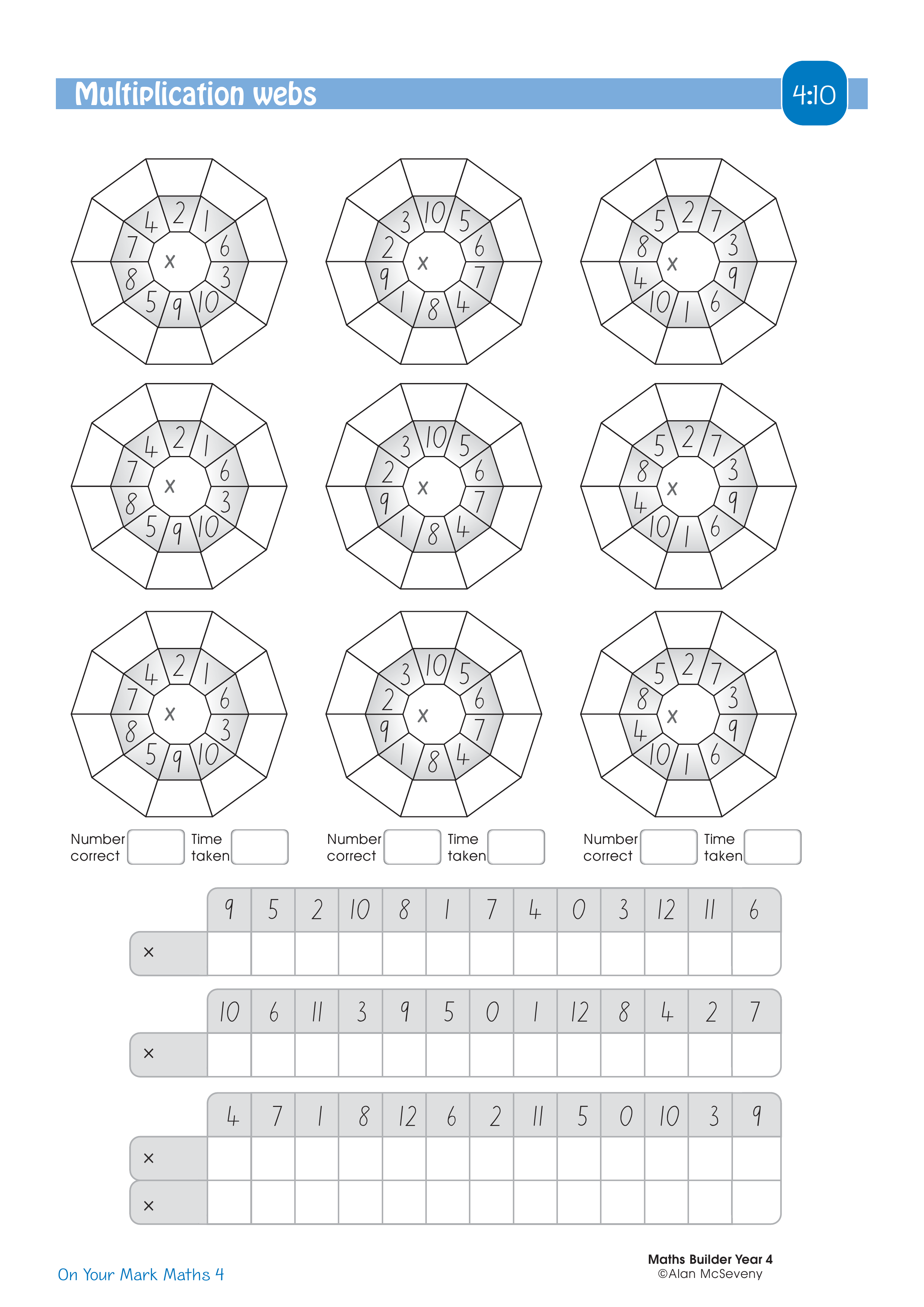 Multiplication  webs — worksheet preview