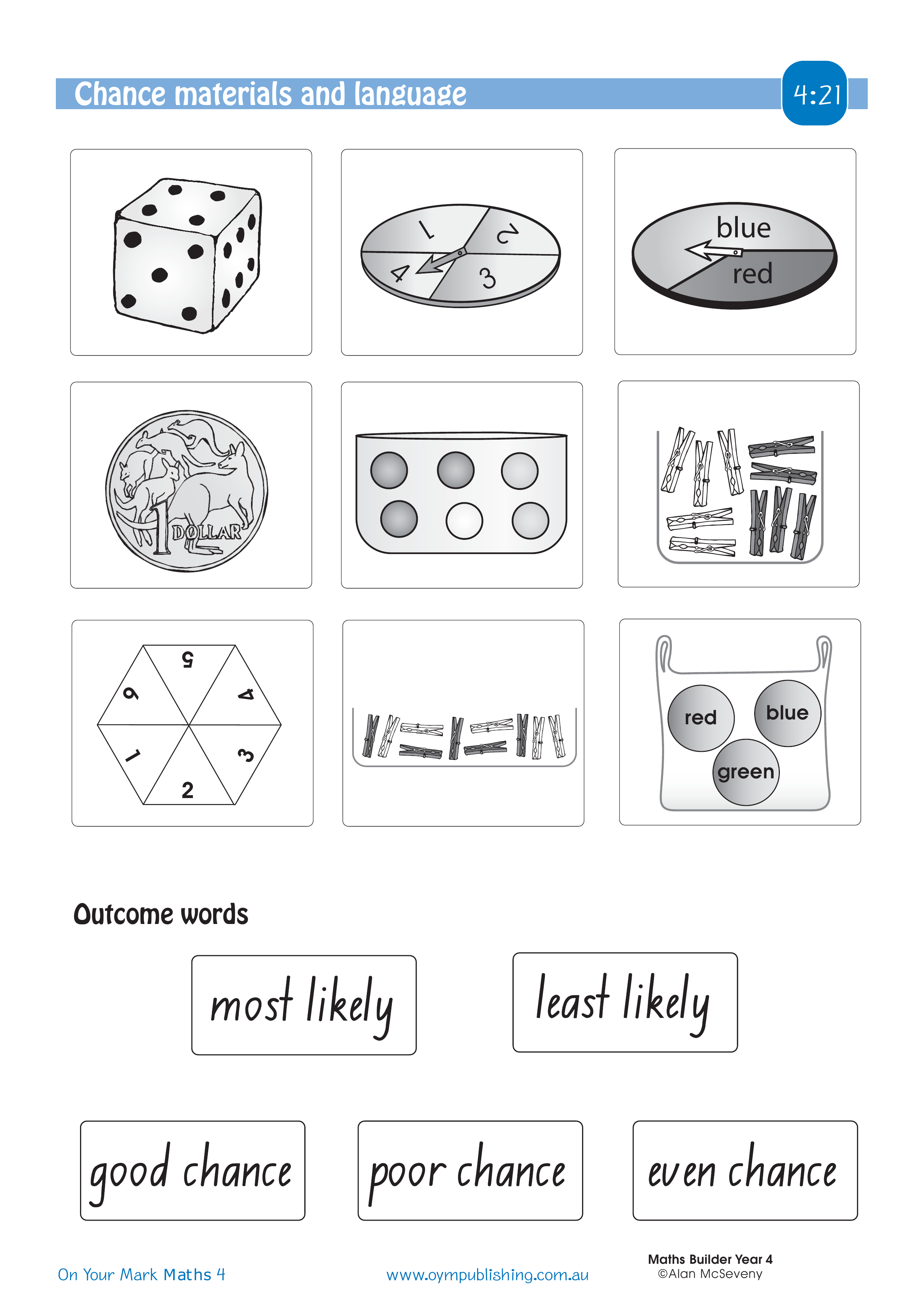 Chance materials and language — worksheet preview
