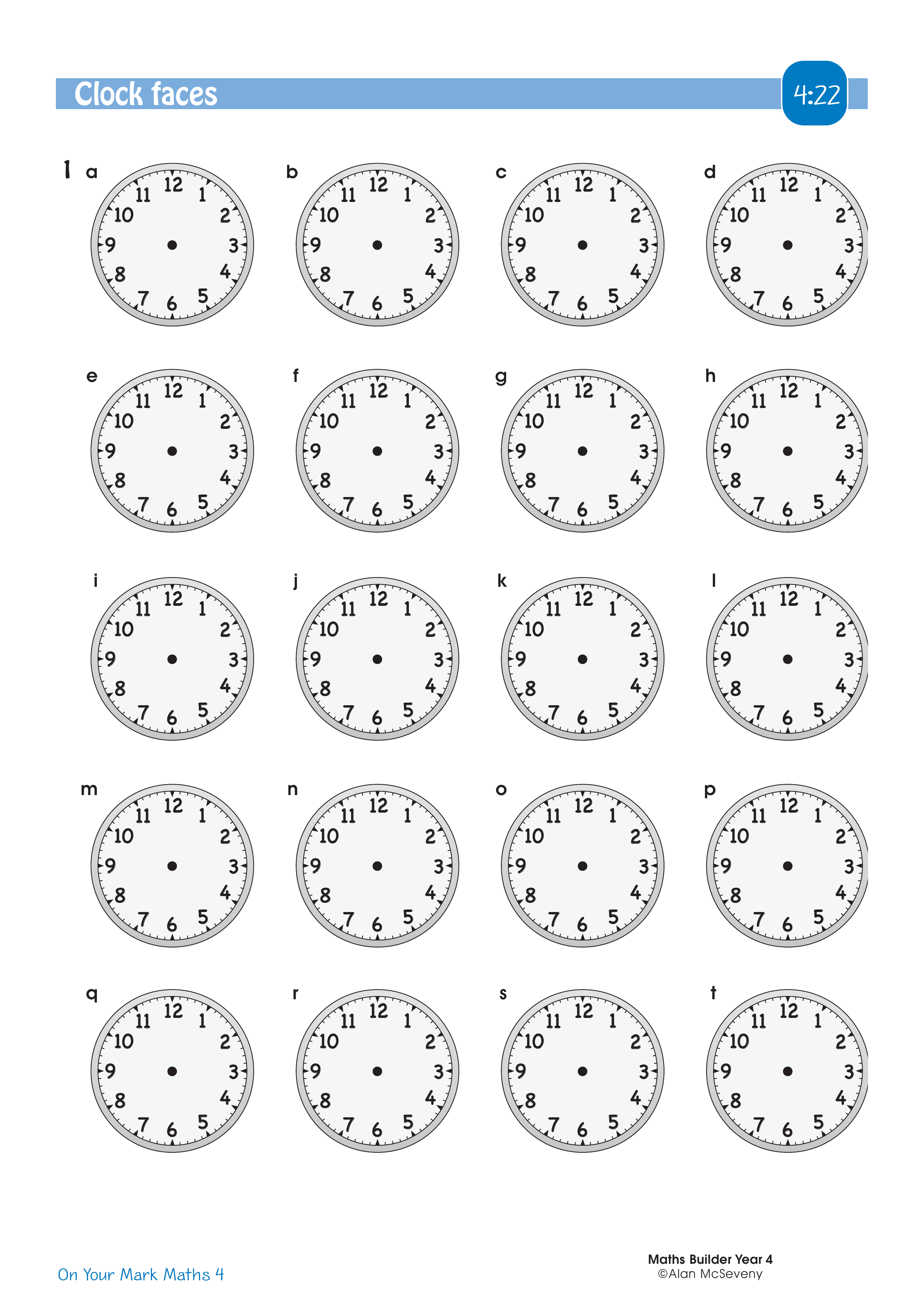 Clock faces — worksheet preview