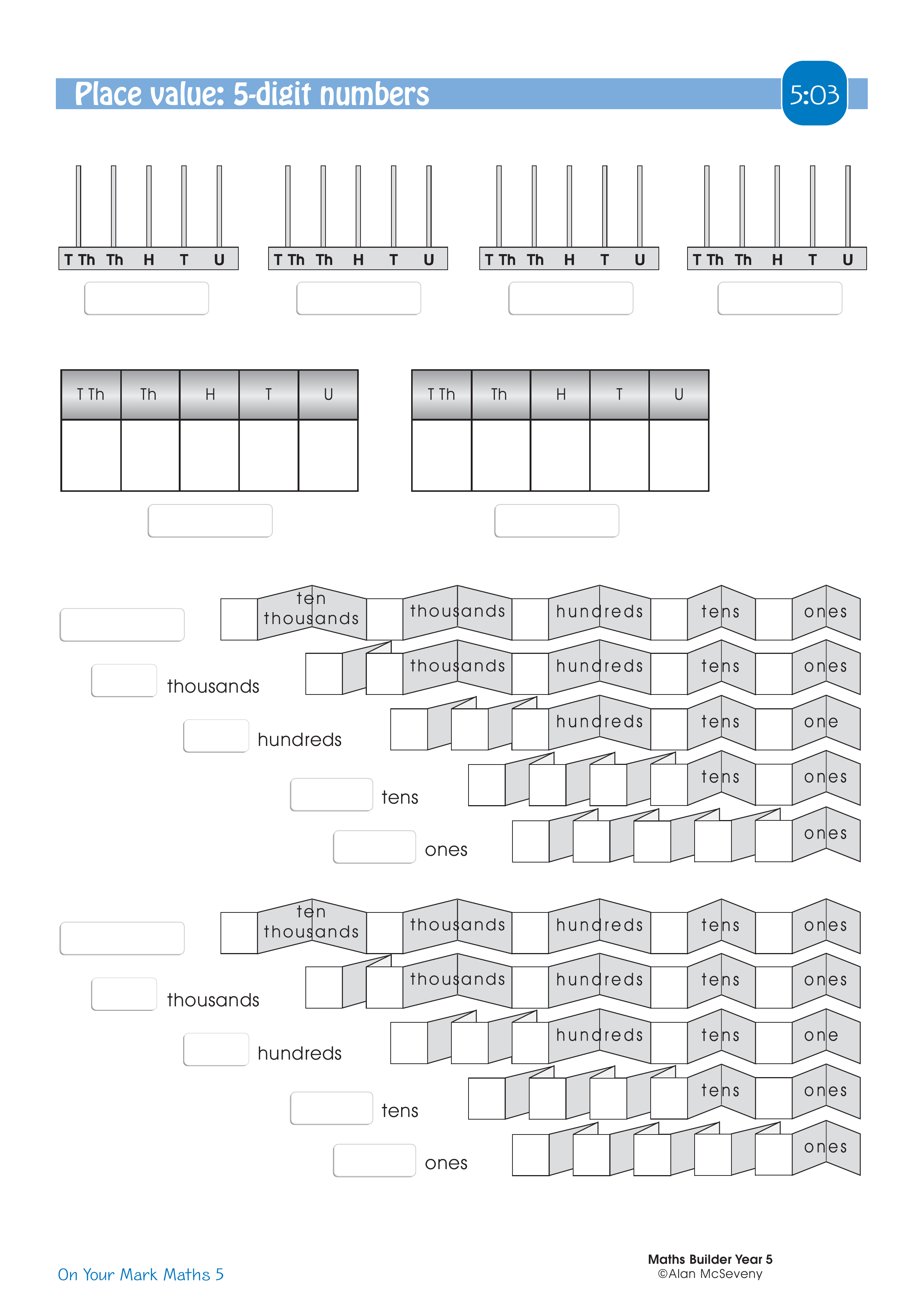 Place value: 5-digit numbers — worksheet preview