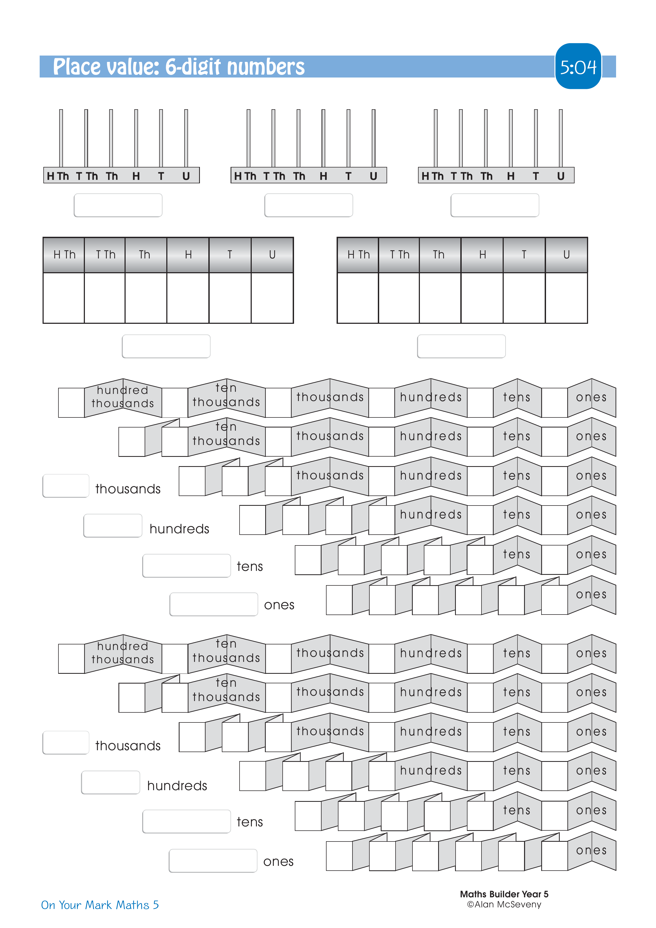 Place value: 6-digit numbers — worksheet preview