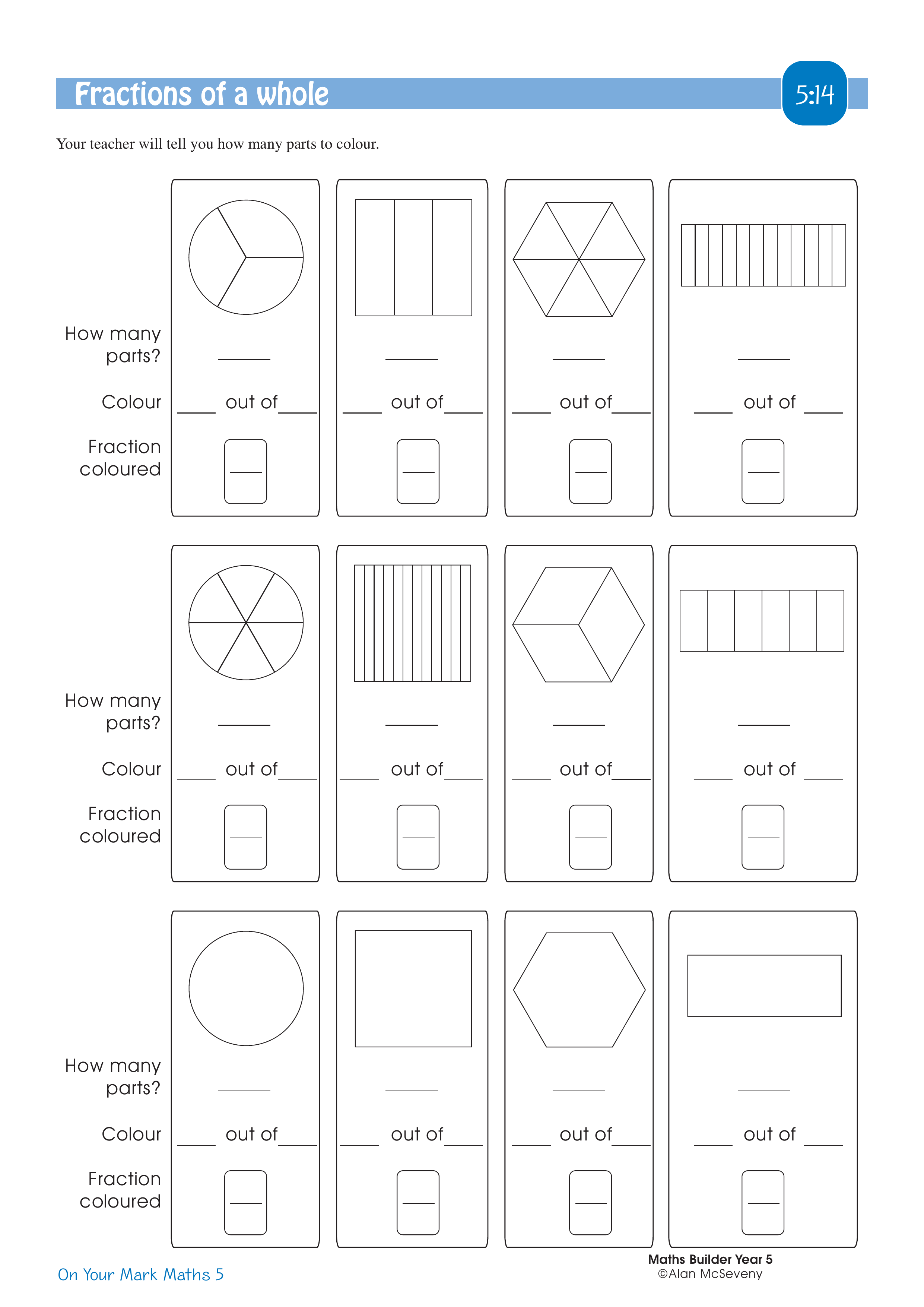Fractions of a whole — worksheet preview