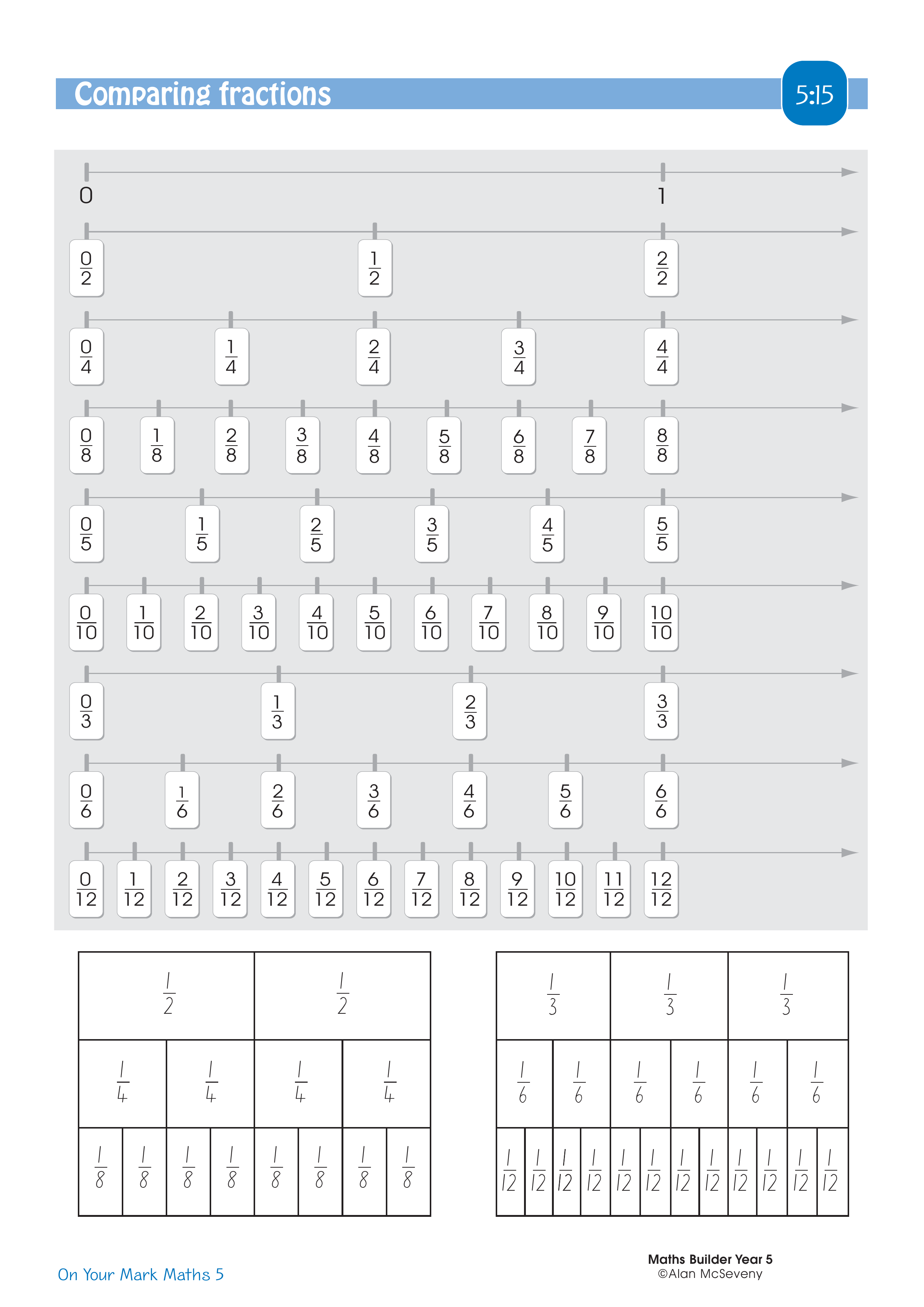 Comparing fractions — worksheet preview