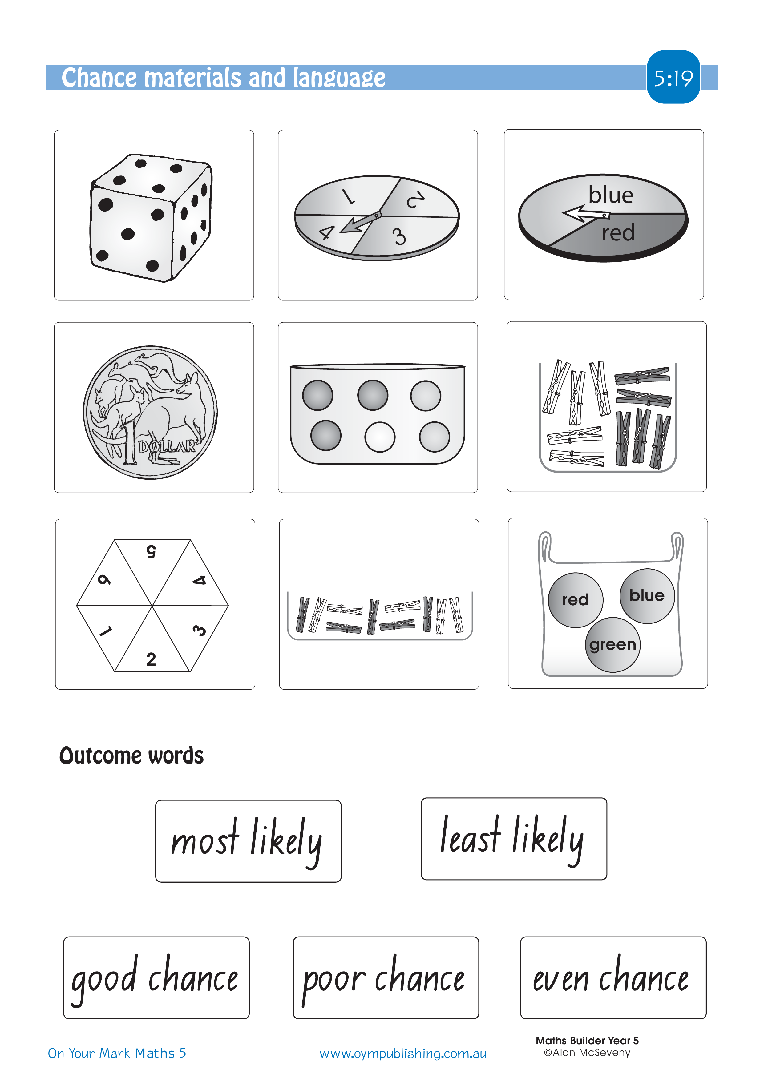 Chance materials and language — worksheet preview