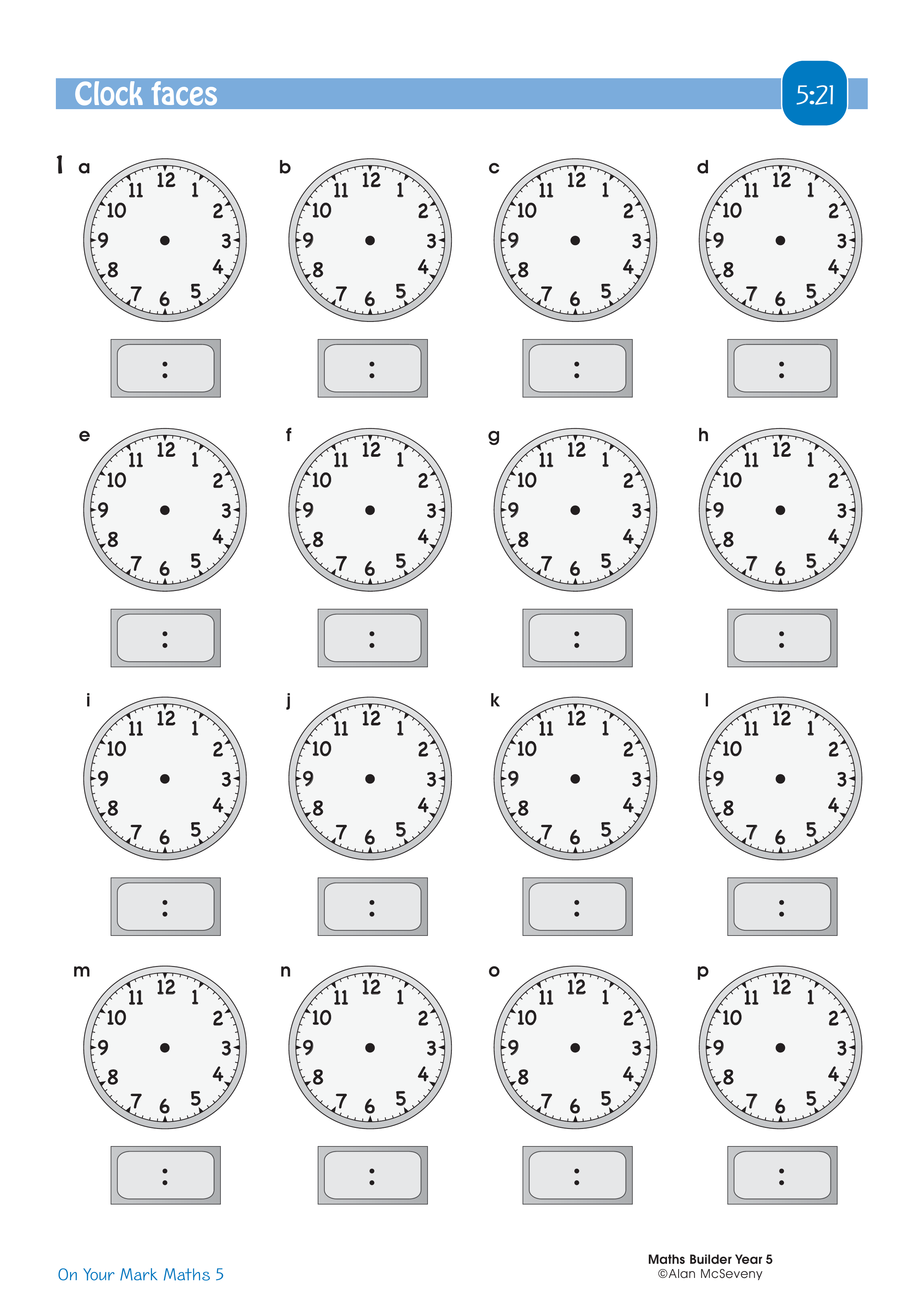 Clock faces — worksheet preview