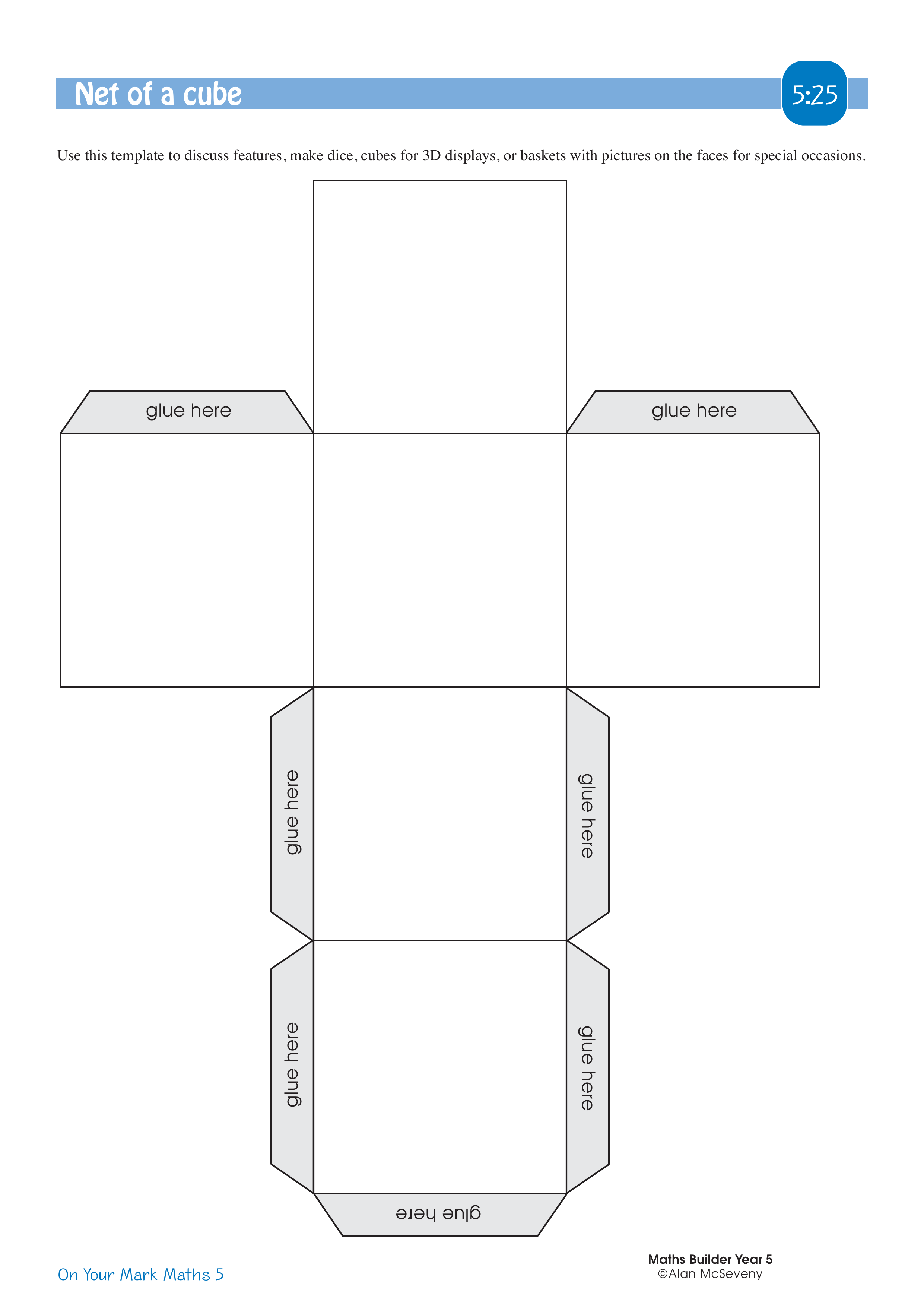 Net of  a cube — worksheet preview