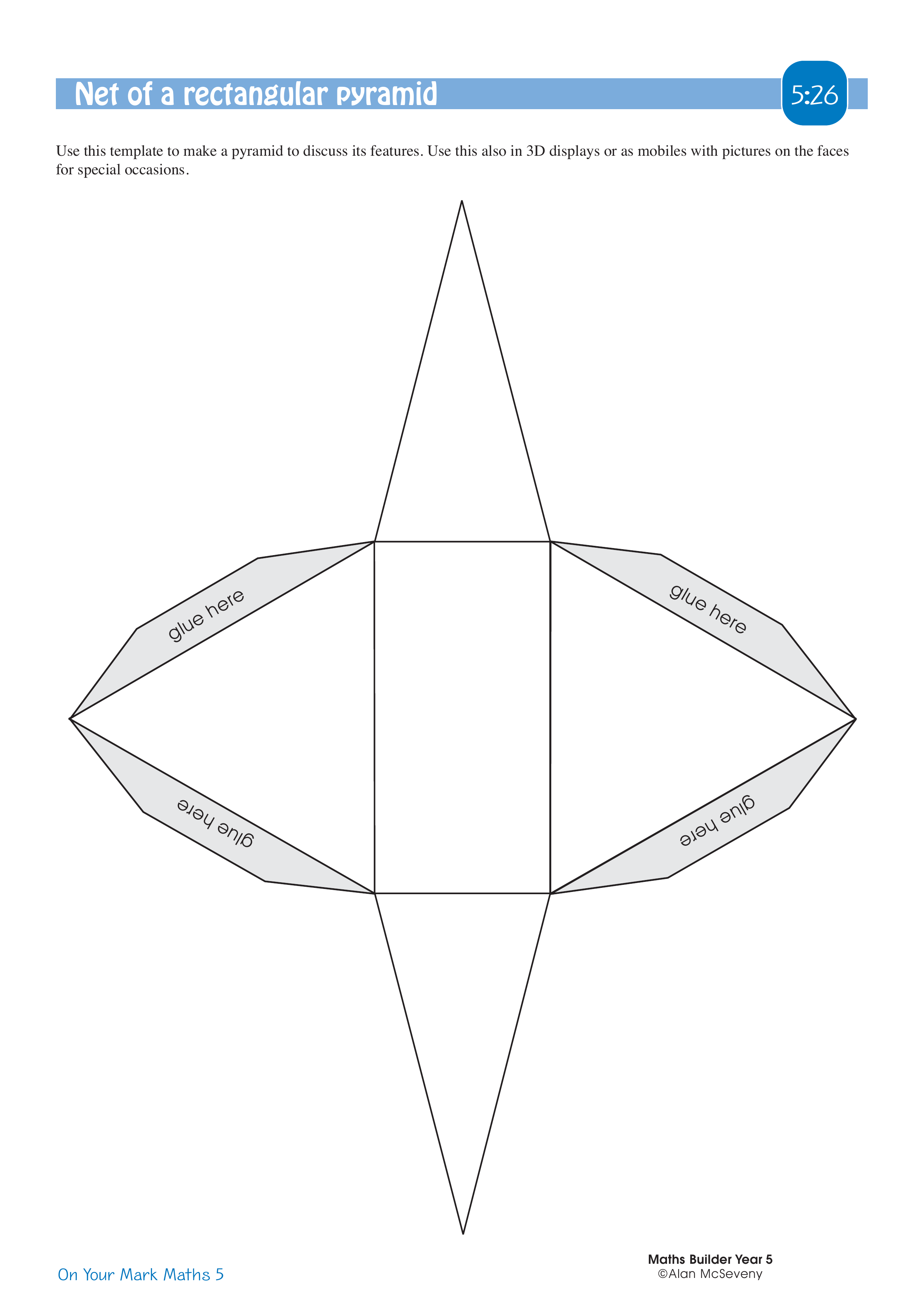 Net of  a rectangular pyramid — worksheet preview