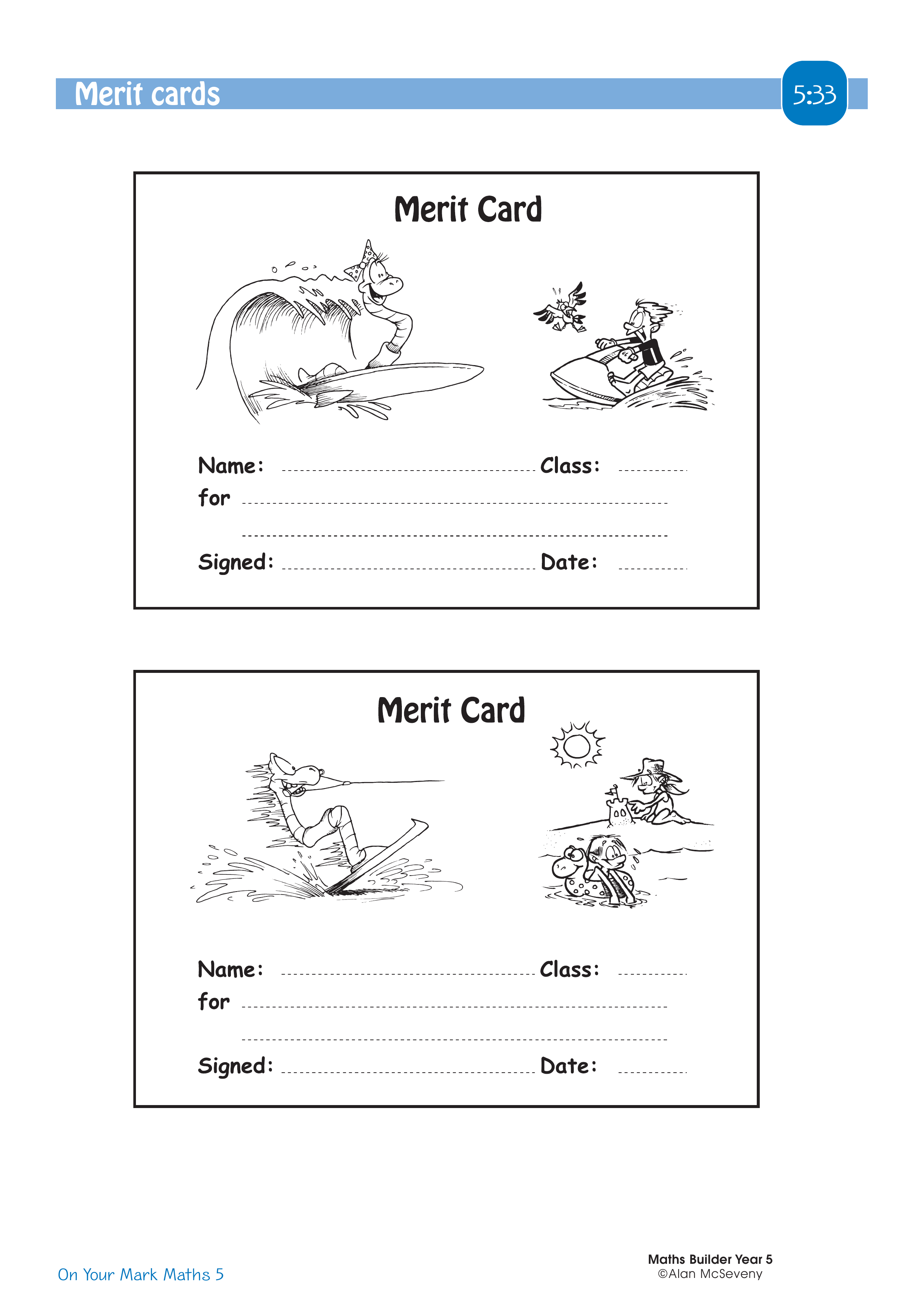 Merit cards — worksheet preview