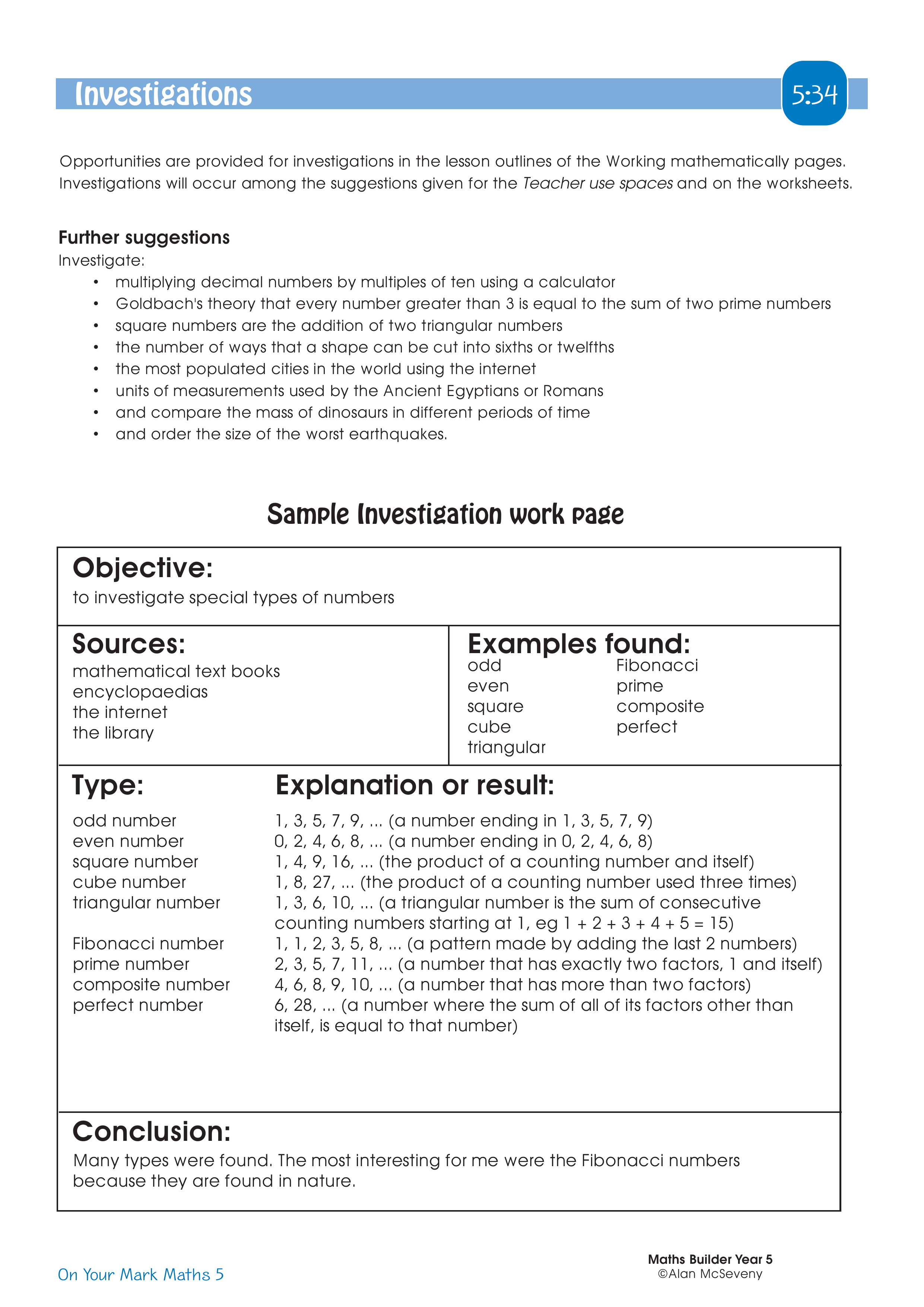 Investigations — worksheet preview