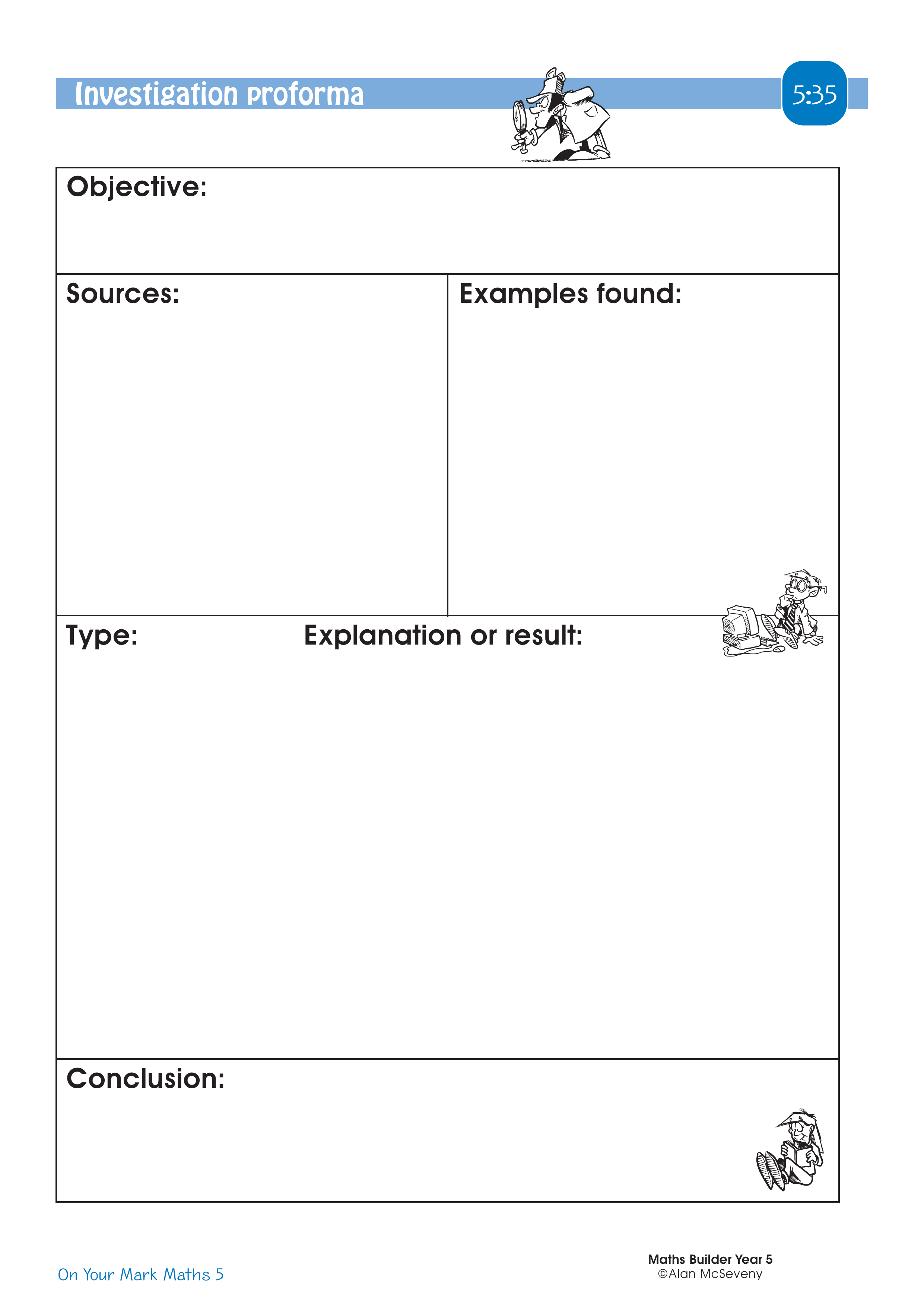 Investigation proforma — worksheet preview