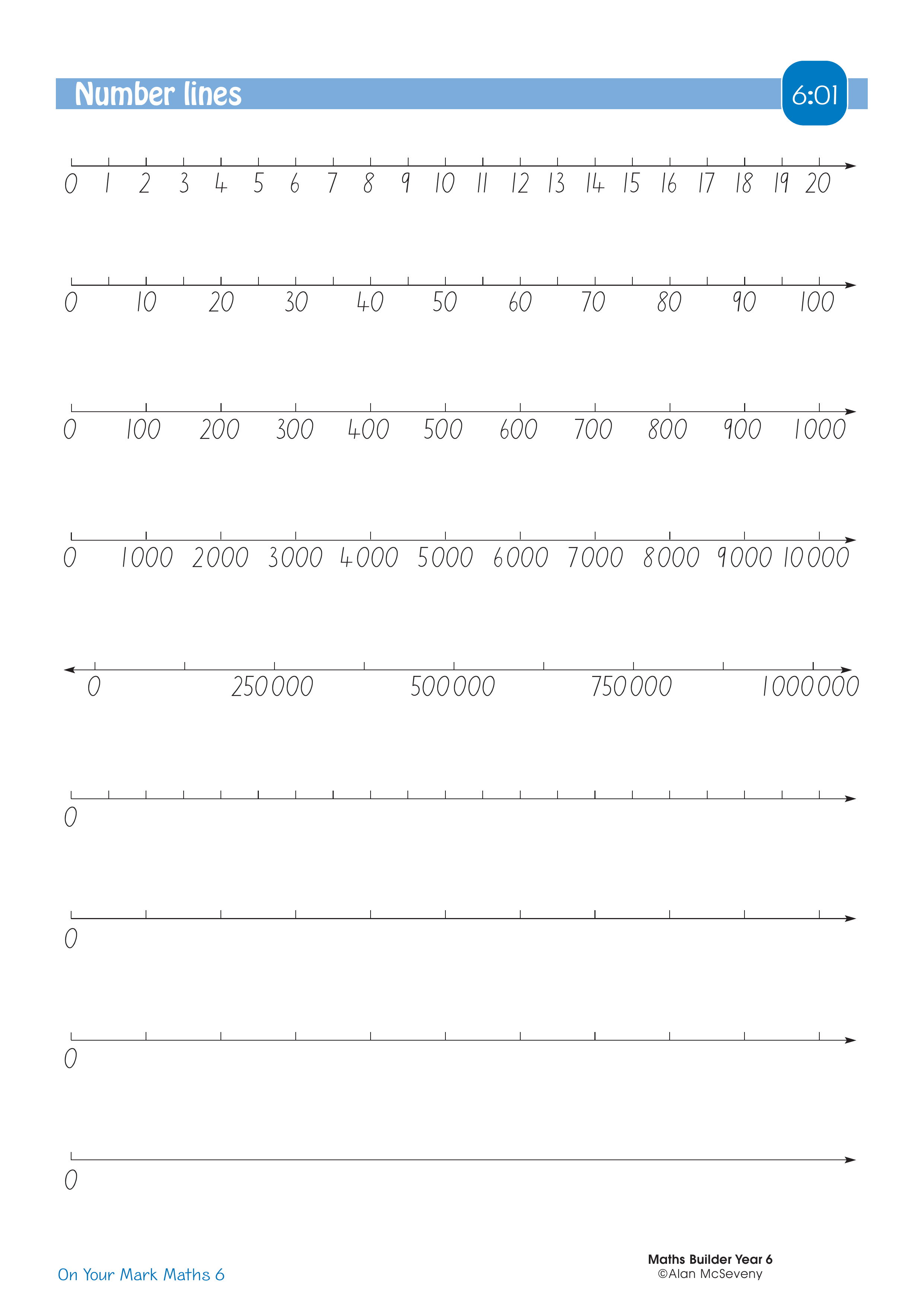 Number lines — worksheet preview