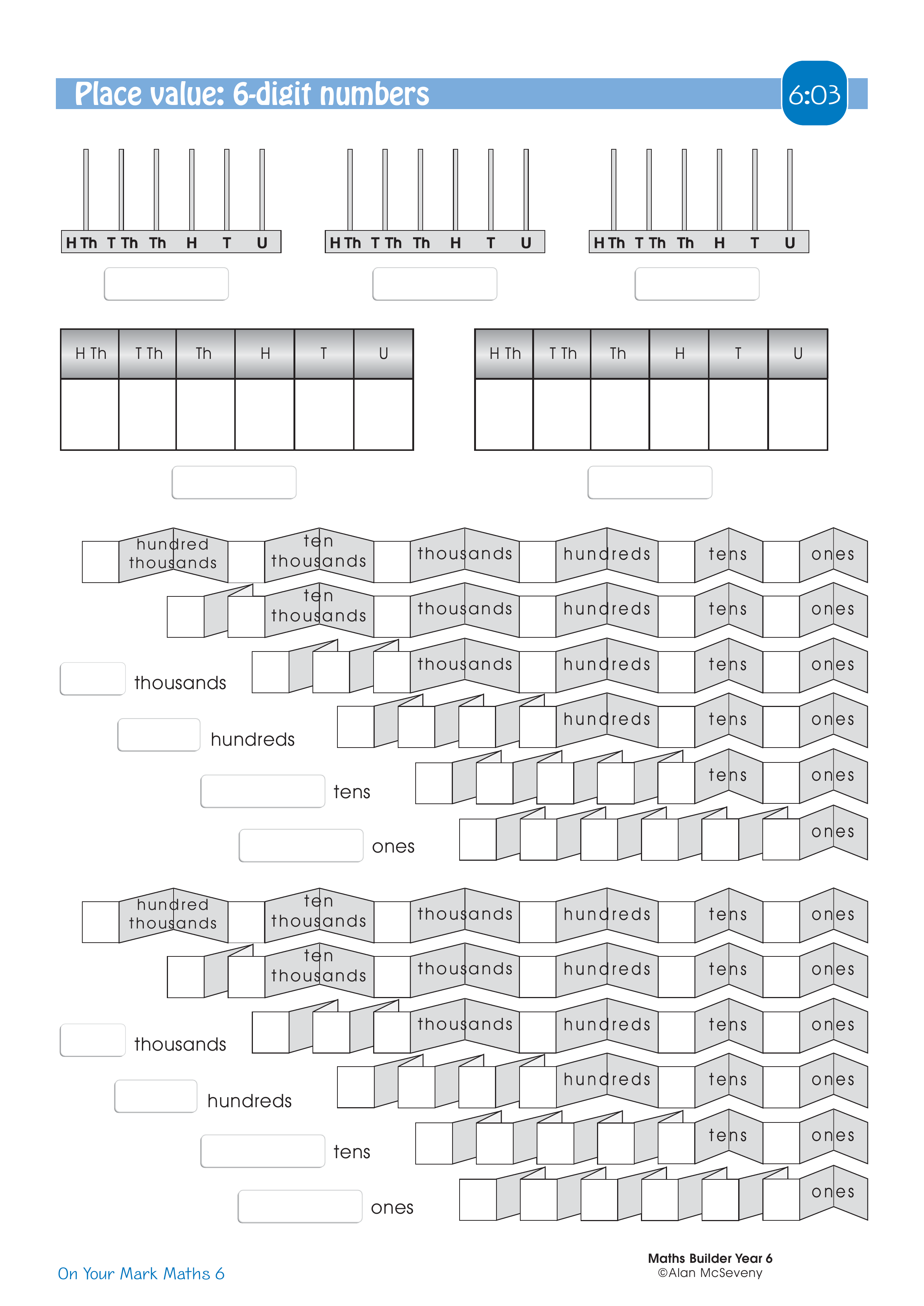 Place value: 6-digit numbers — worksheet preview