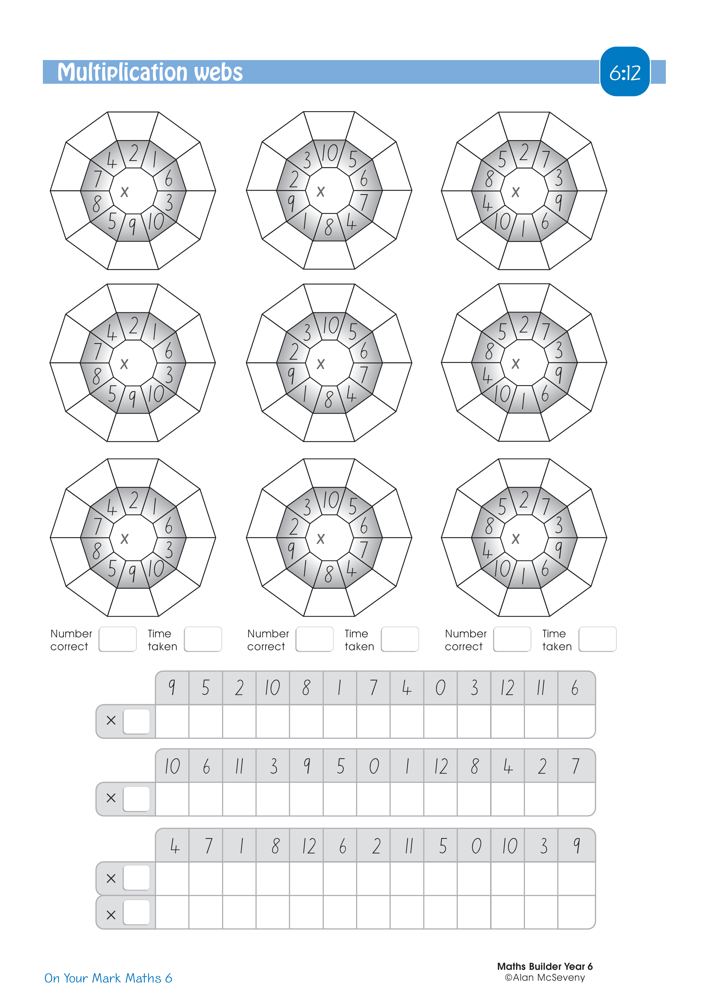 Multiplication  webs — worksheet preview